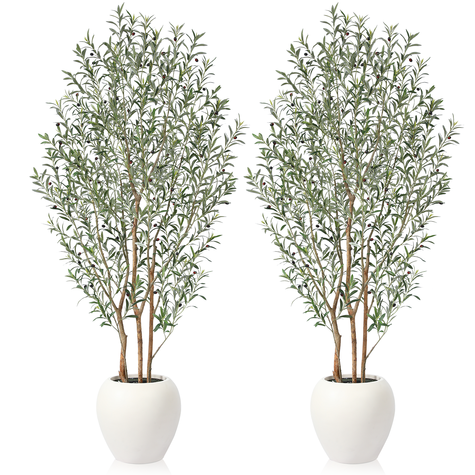 Kazeila 240cm Large Artificial Olive Tree with White Planter,UV Resistant Rated Fake Plants,Faux Plastic Tree for Home Decor, Indoor Outdoor Decoration(1 Pack)