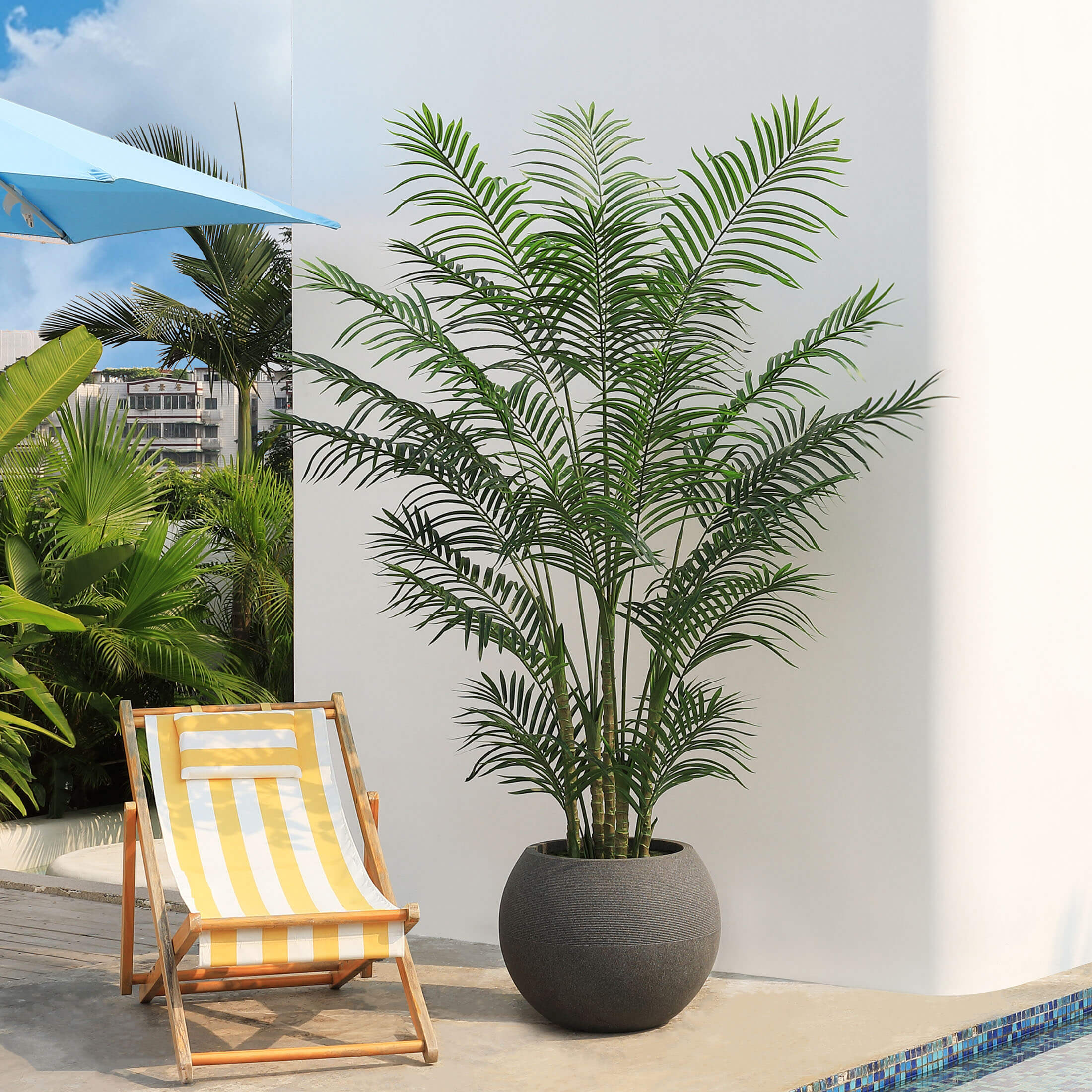 VeriNatural 7FT Artificial Palm Tree with Gray Oval Planter for Indoor & Outdoor