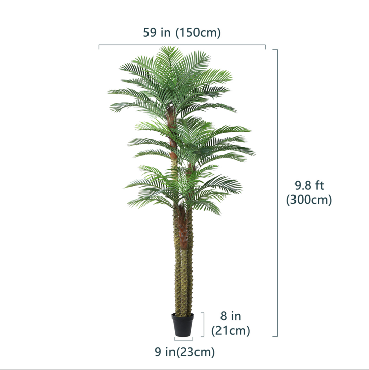 VeriNatural 10FT Outdoor Artificial Palm Tree β Tall UV-Resistant Golden Cane for Patio, Poolside & Indoor Decor | Large Faux Tropical Tree
