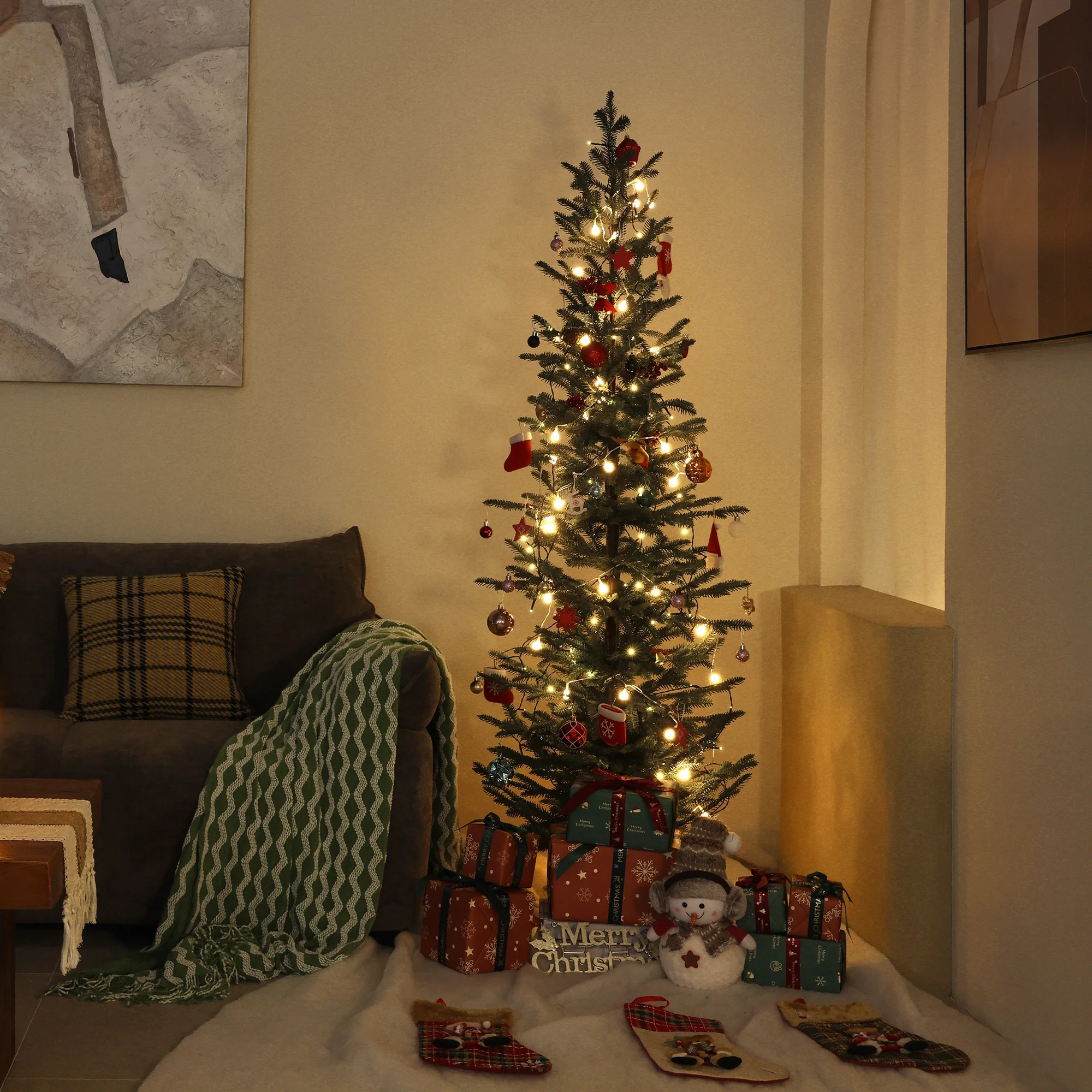 VeriNatural 6FT Artificial Christmas Tree Full PE Branches Real Pine Look Easy Setup Indoor Holiday Decor Stable Safe Classic Green