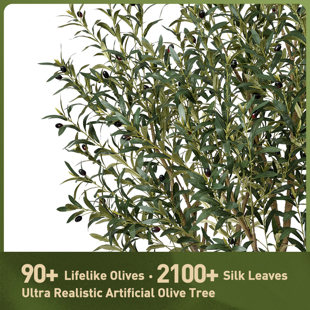 VeriNatural 6/7/8FT UV Resistant Artificial Olive Tree with Black Planter for Indoor & Outdoor (VN138)