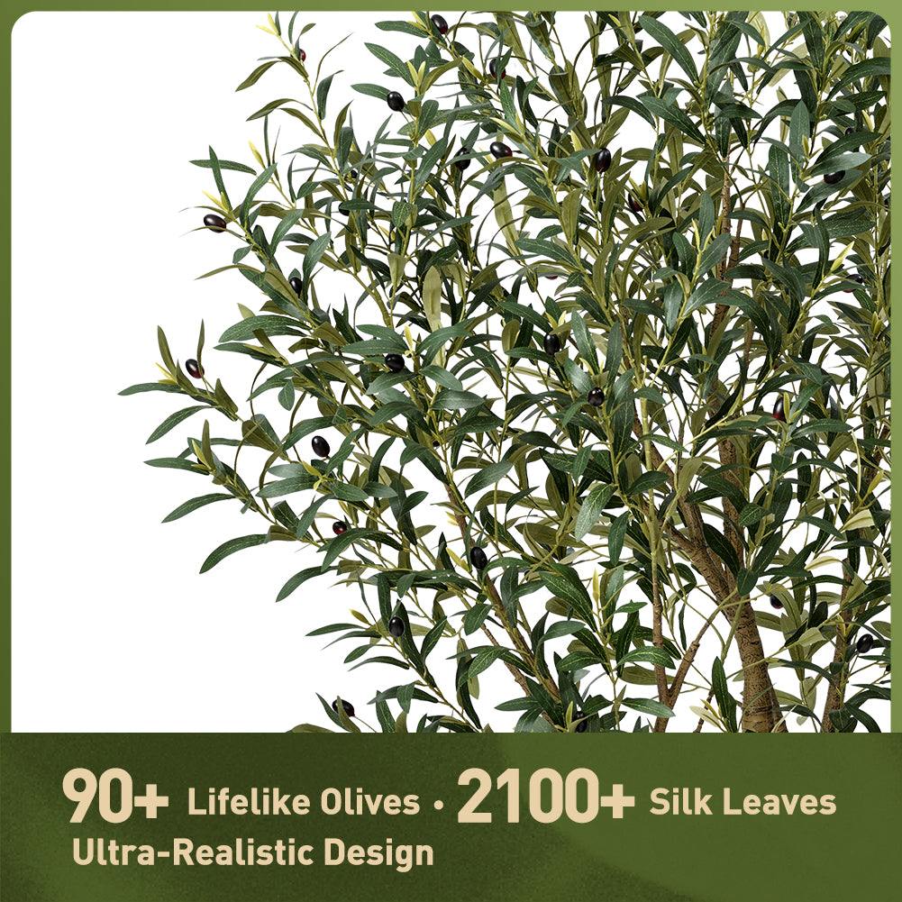 VeriNatural 6/7/8FT UV Resistant Artificial Olive Tree with Black Planter for Indoor & Outdoor (VN138)