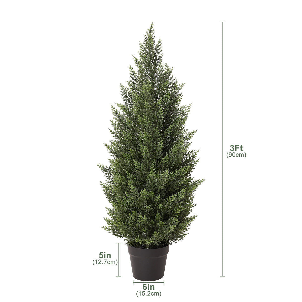2-Pack Artificial Cedar Topiary Trees, 3FT/4FT/5FT Tall Faux Cypress Plants for Outdoor Indoor, Realistic Front Porch