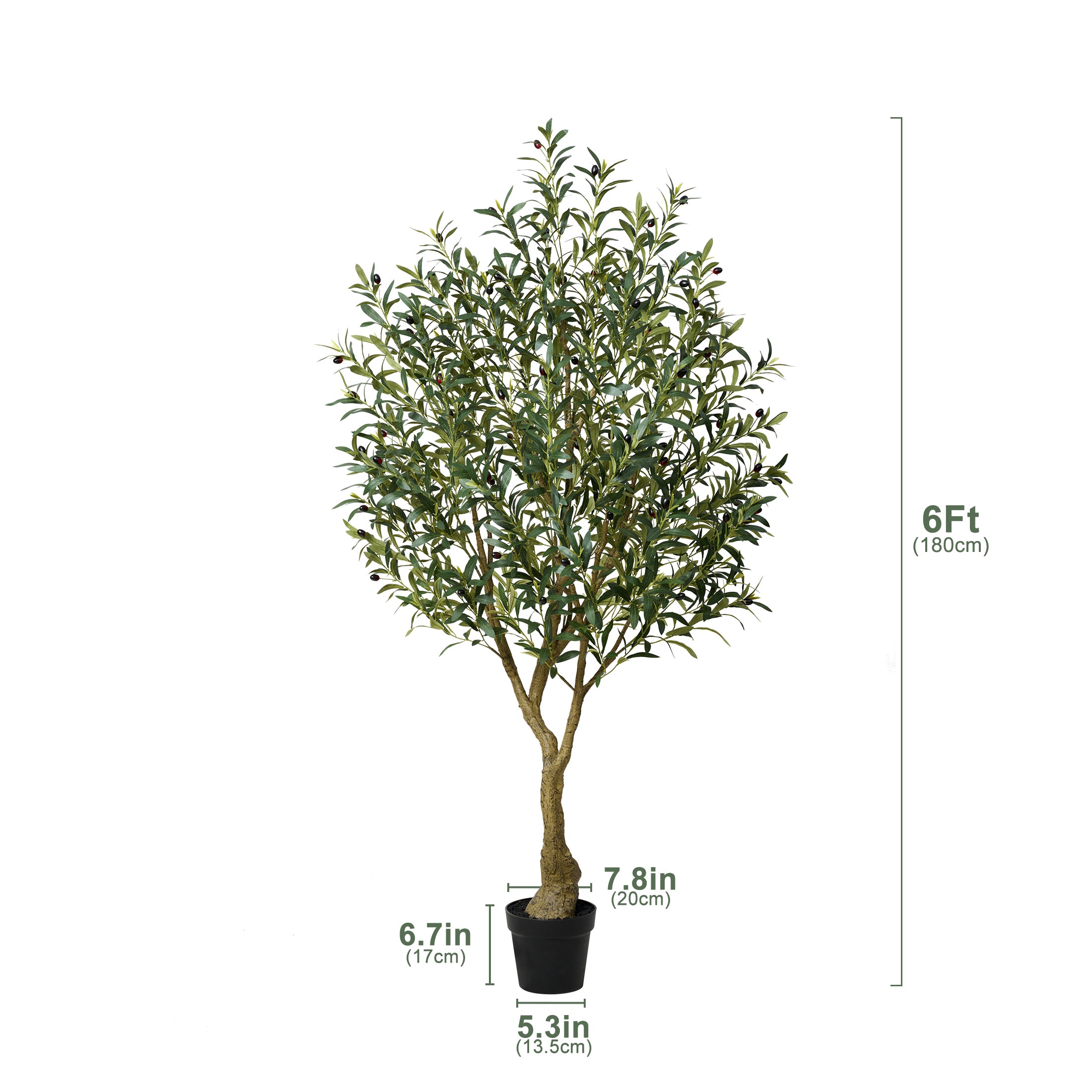 VeriNatural 5/6/7FT UV Resistant and Full-bodied Artificial Olive Tree with Black Planter for Indoor & Outdoor(VN154)