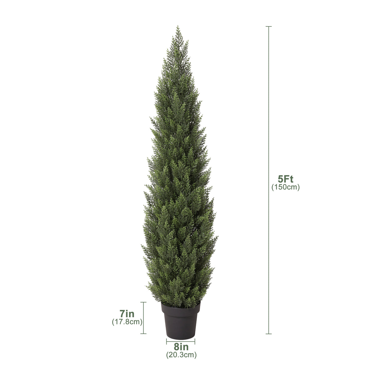 2-Pack Artificial Cedar Topiary Trees, 3FT/4FT/5FT Tall Faux Cypress Plants for Outdoor Indoor, Realistic Front Porch
