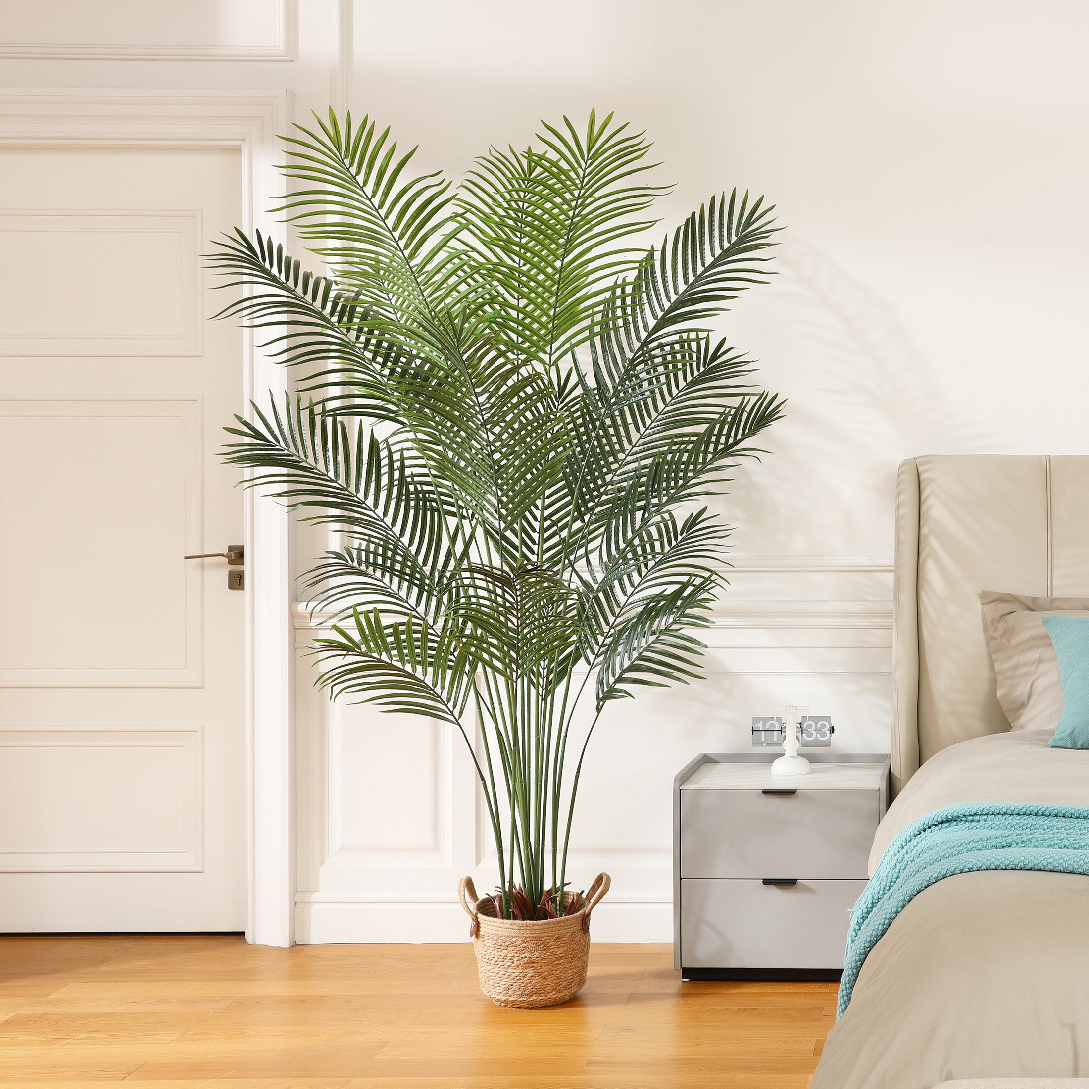 VeriNatural Artificial Palm Plant 4.6/5.3FT Fake Tropical Palm Tree, Perfect Faux Dypsis Lutescens Plants in Pot for Indoor Outdoor House Home Office Garden Modern Decoration Housewarming Gift,2Pcs