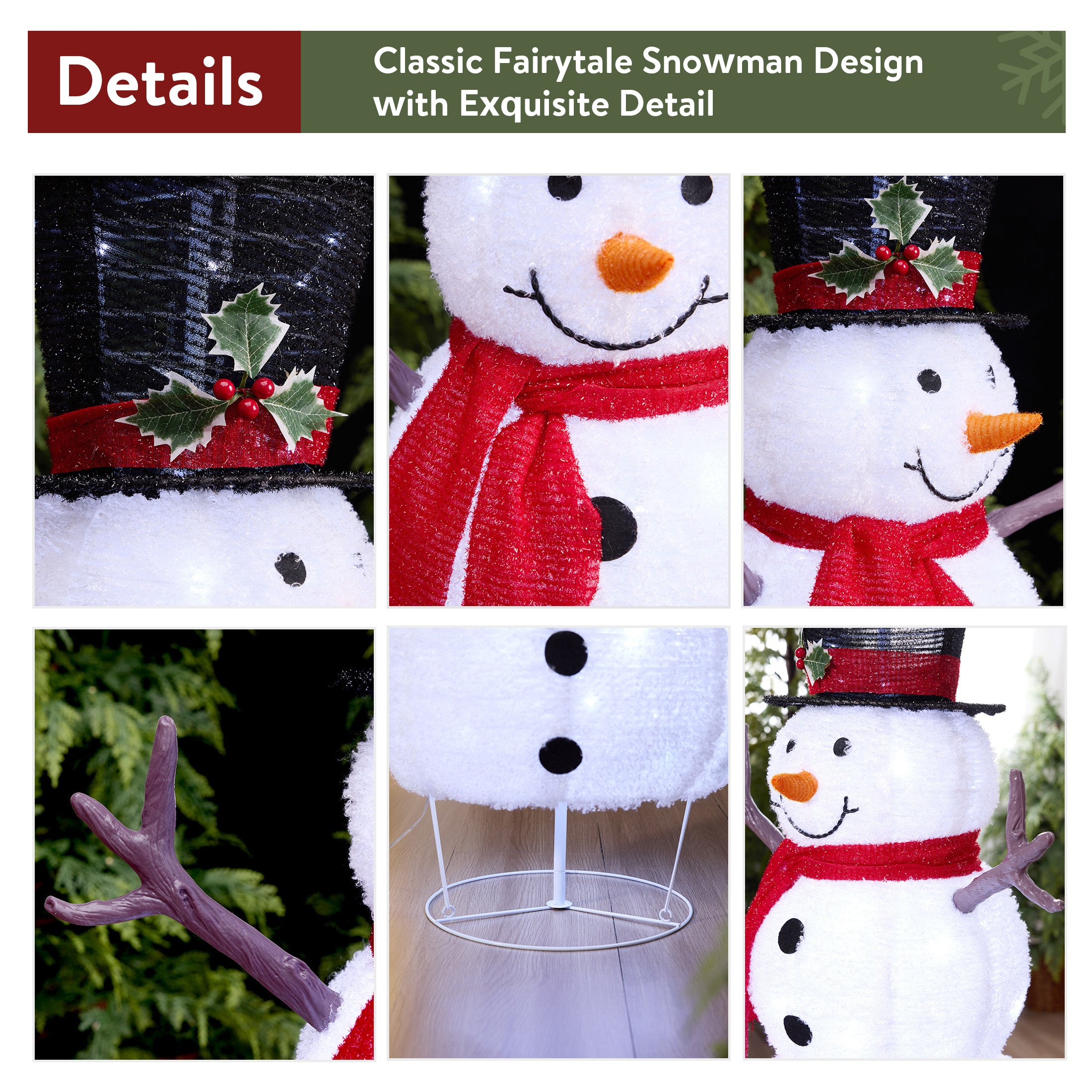 VeriNatural 3FT/4FT Pre-Lit Christmas Snowman Decoration – Lighted Fabric Snowman with Top Hat & Red Scarf, Indoor & Outdoor Holiday Yard & Home Decor
