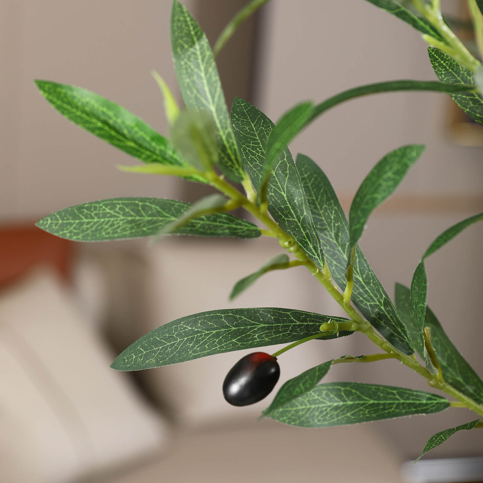 VeriNatural 8FT Artificial Real Trunks Olive Tree with Custom White Pot for Indoor