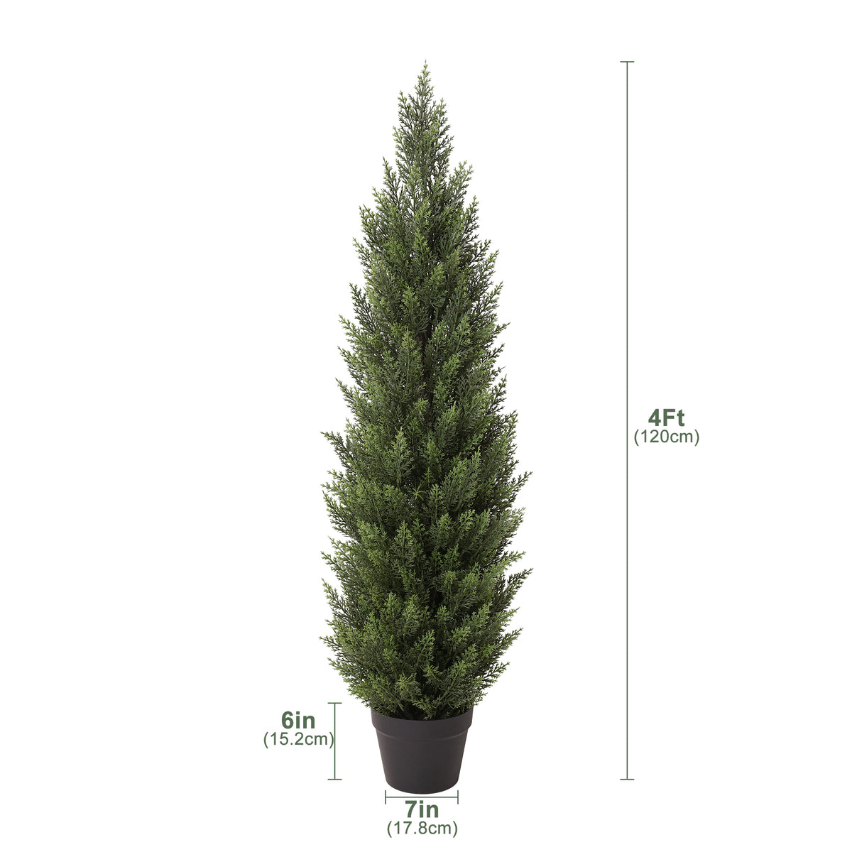 2-Pack Artificial Cedar Topiary Trees, 3FT/4FT/5FT Tall Faux Cypress Plants for Outdoor Indoor, Realistic Front Porch
