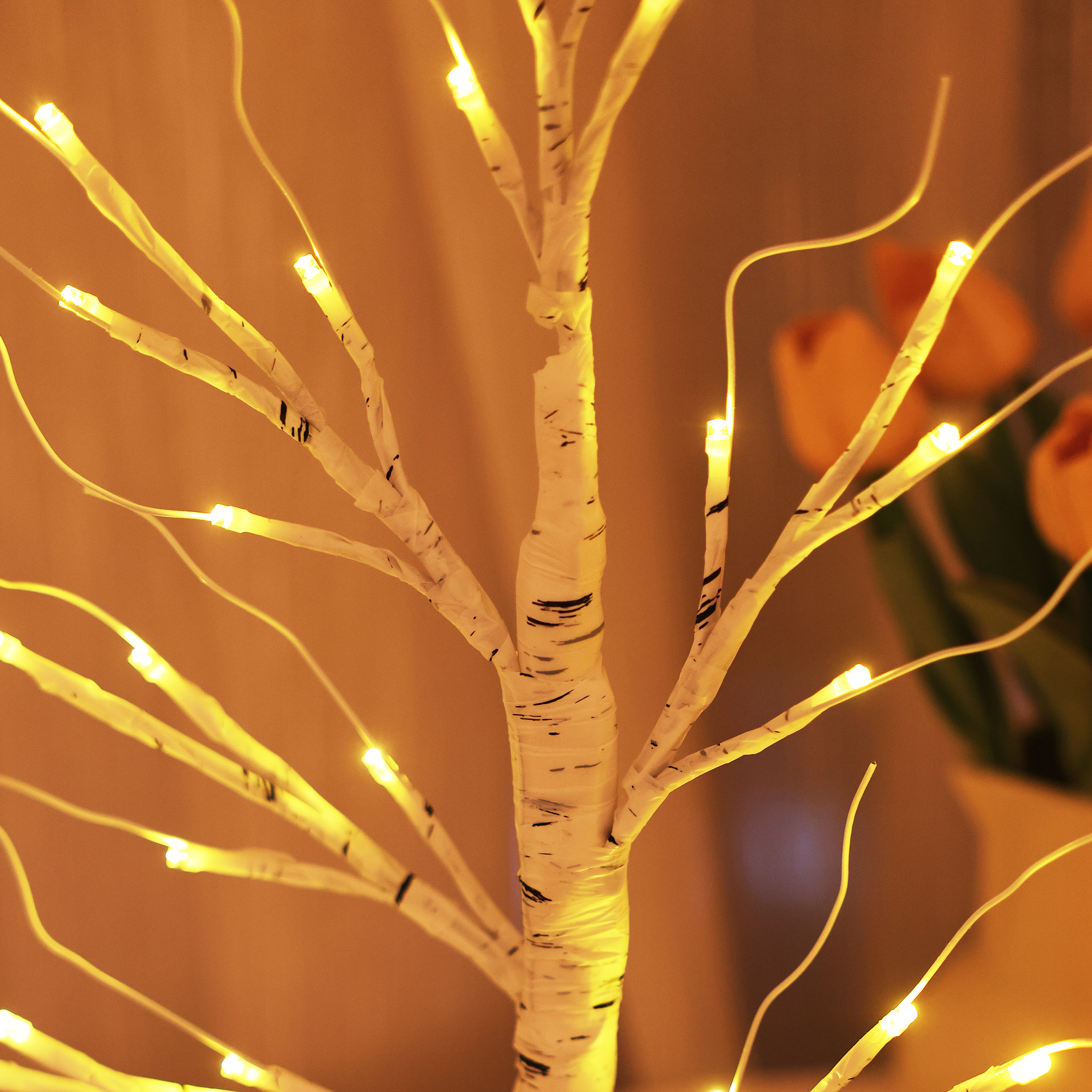 VeriNatural 2FT Lighted Birch Tree with LED Lights – USB Powered Christmas Decorations (2-Pack), Warm White Fairy Tree Lights for Indoor Holiday & Home Decor