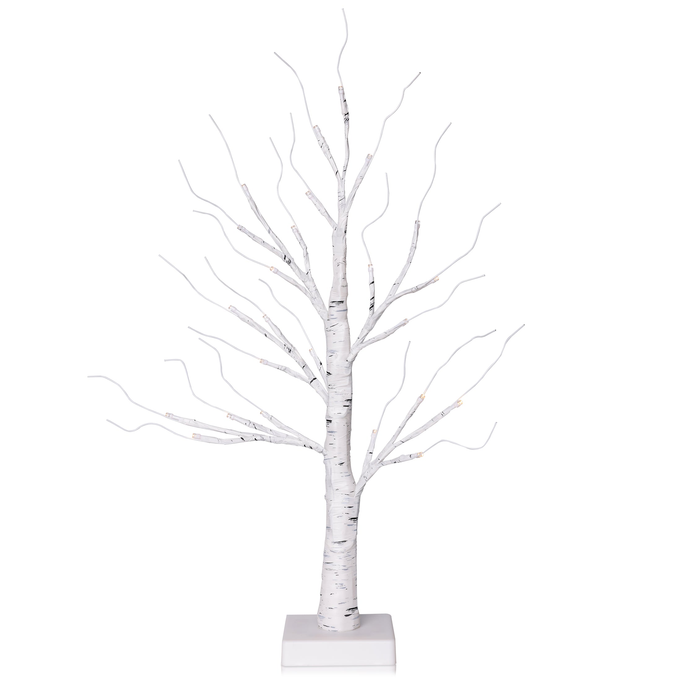 VeriNatural 2FT Lighted Birch Tree with LED Lights – USB Powered Christmas Decorations (2-Pack), Warm White Fairy Tree Lights for Indoor Holiday & Home Decor