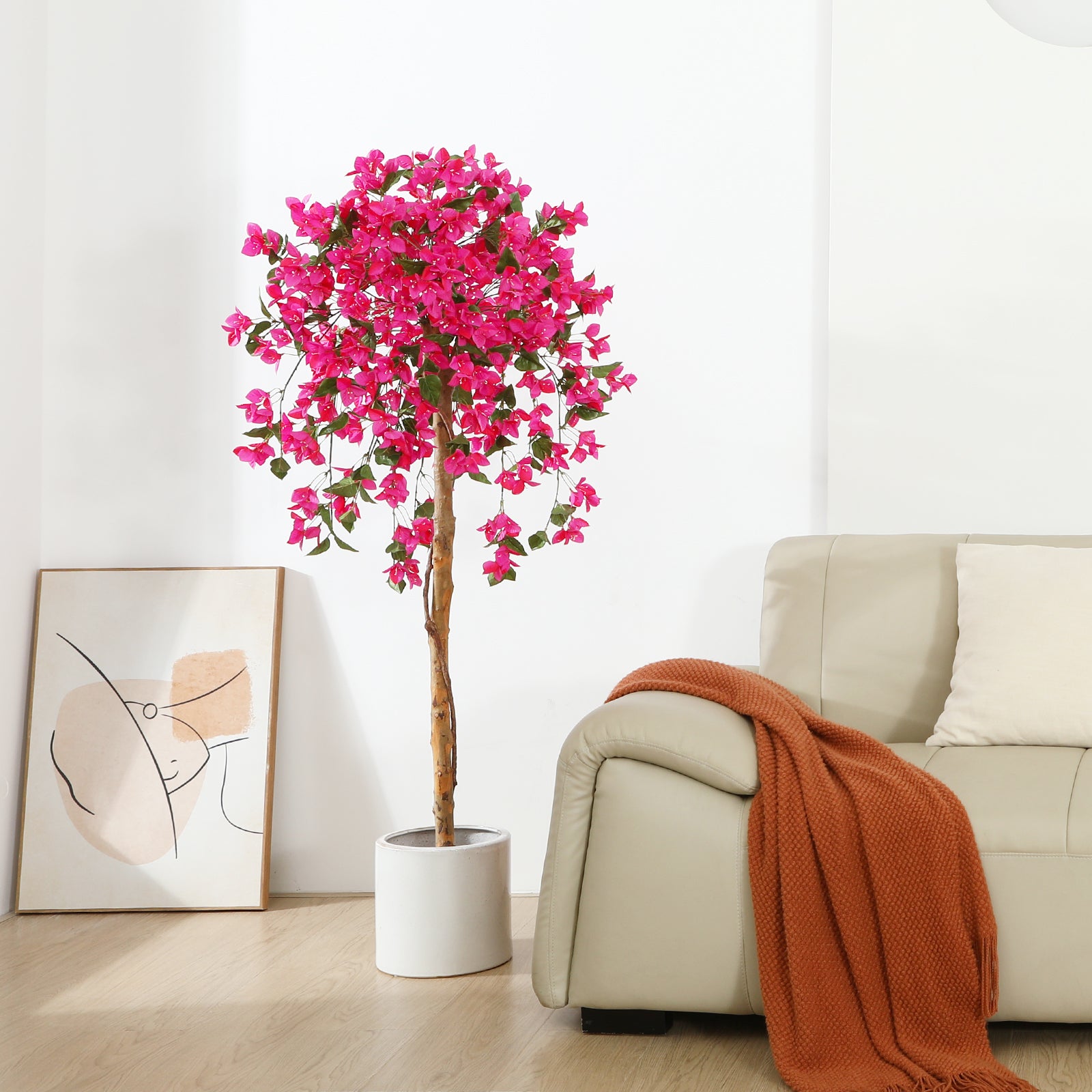 VeriNatural 4/5FT Pink Silk Bougainvillea Tree Realistic Faux Plant for Indoor & Outdoor Decor Artificial Tree with Stand