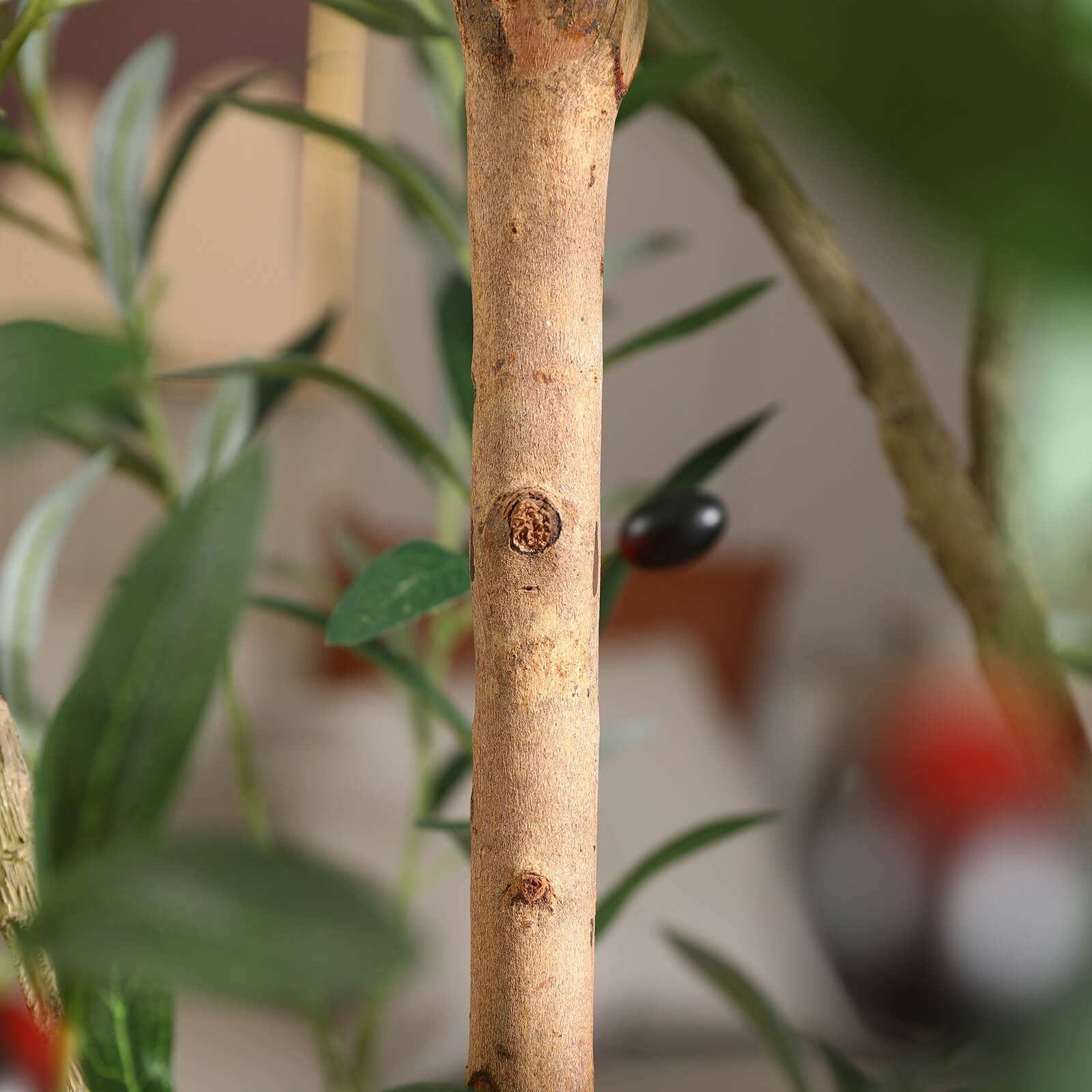 VeriNatural 8FT Artificial Real Trunks Olive Tree with Custom White Pot for Indoor