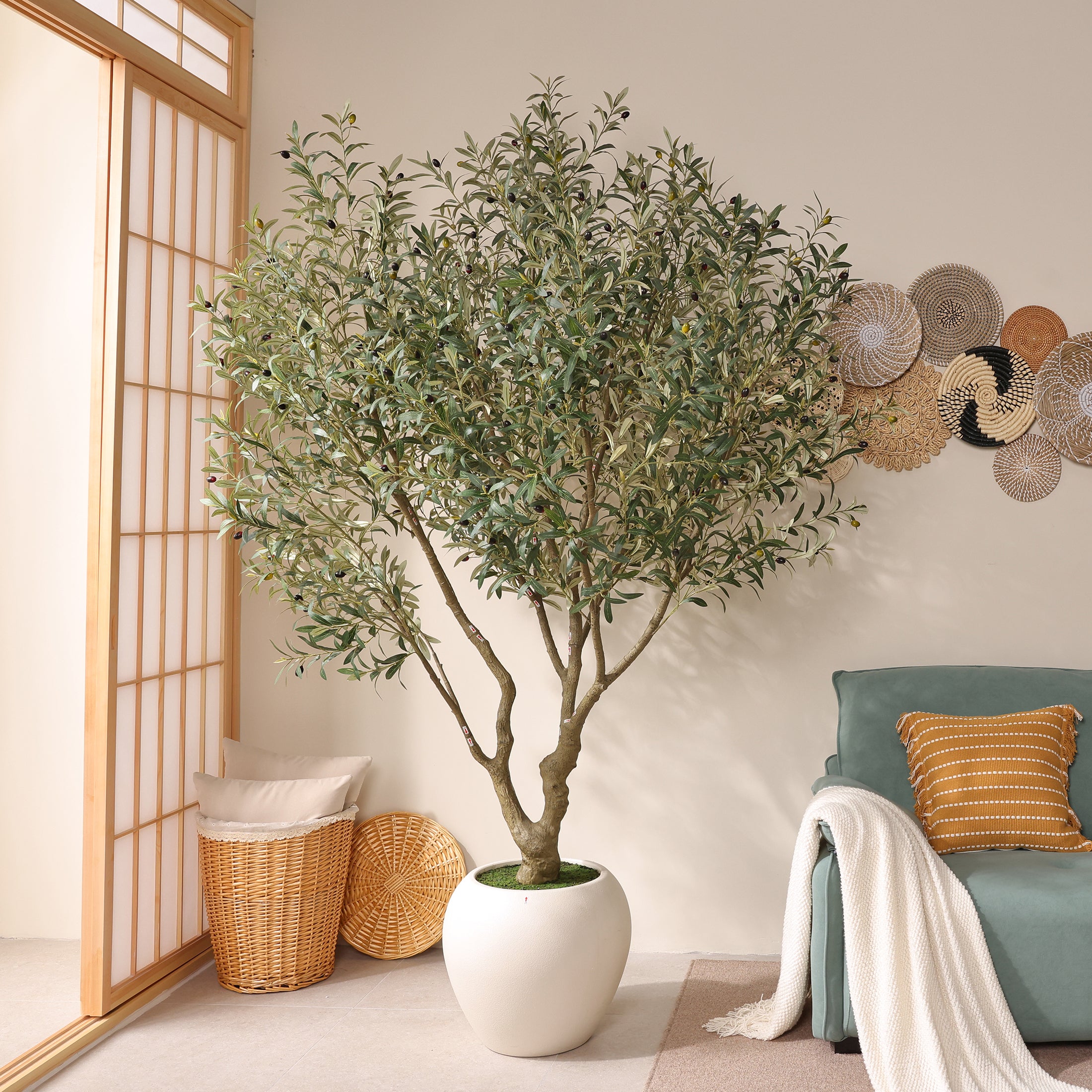 VeriNatural 6/7/8FT Artificial Olive Tree 🌿 Tall Faux Plant for Indoor & Outdoor Decor | Modern Home, Office & Patio Greenery (8FT-Pot Medium Available)