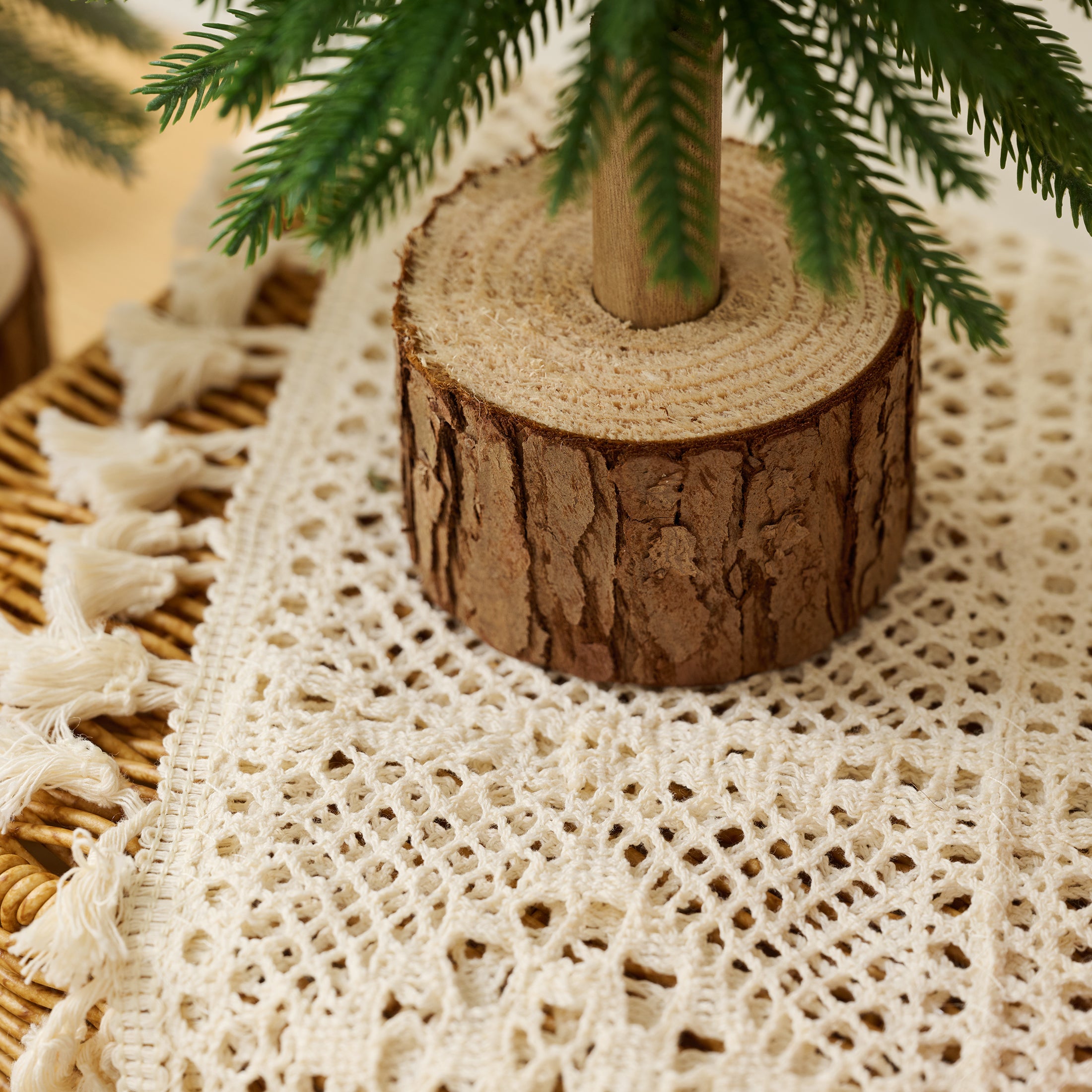 VeriNatural Mini Pine Tree 2-Pack – 19 Inch Tabletop Christmas Trees with Wood Base, Green & Snowy White PE Artificial Mini Trees for Mantel, Shelf, Office & Christmas Home Decor