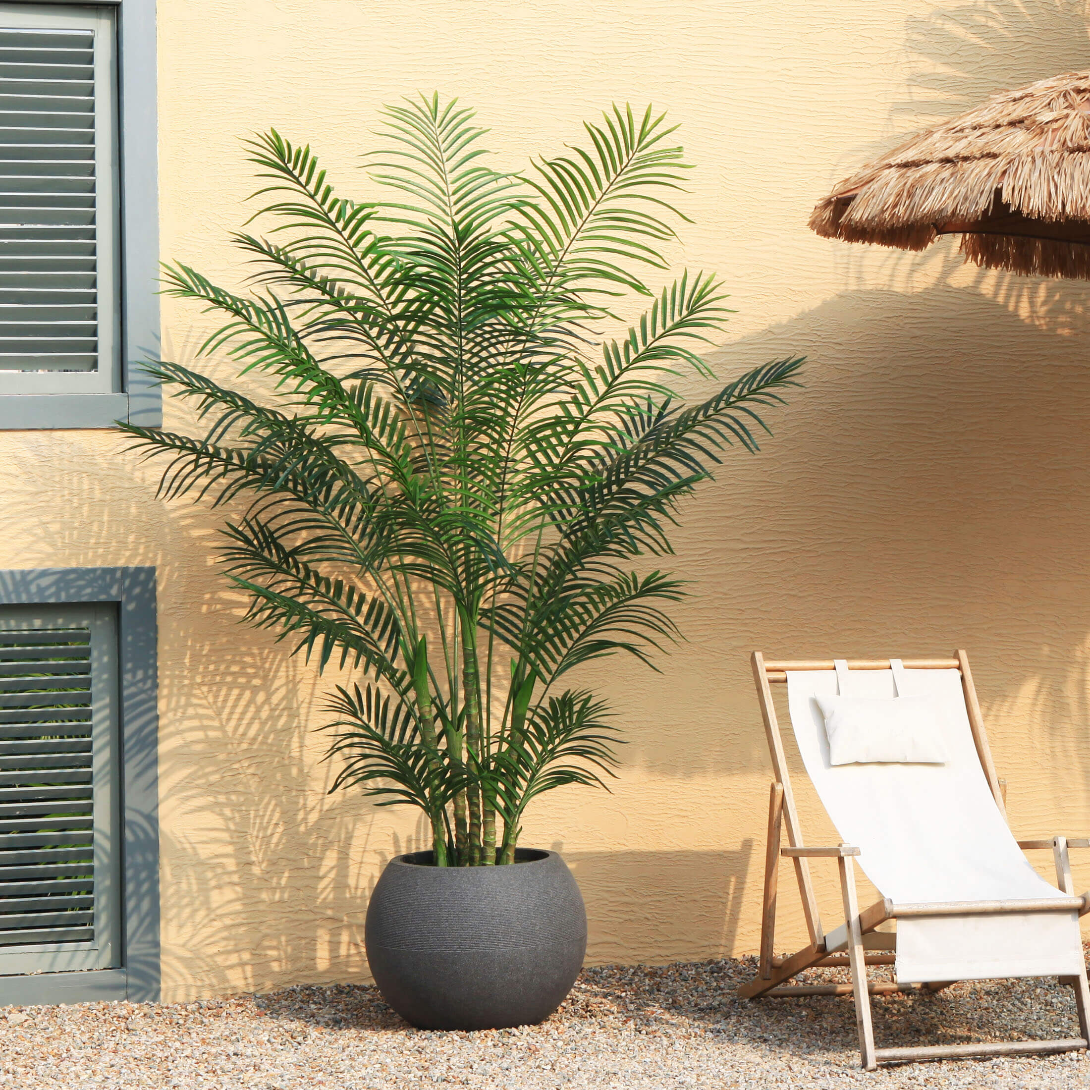 VeriNatural 7FT Artificial Palm Tree with Gray Oval Planter for Indoor & Outdoor