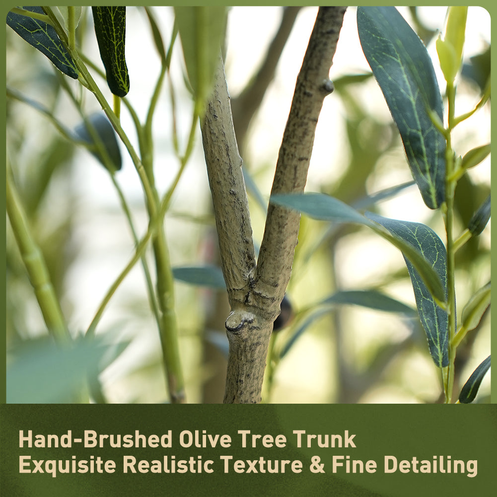 VeriNatural 6/7/8FT UV Resistant Artificial Olive Tree with Black Planter for Indoor & Outdoor (VN138)