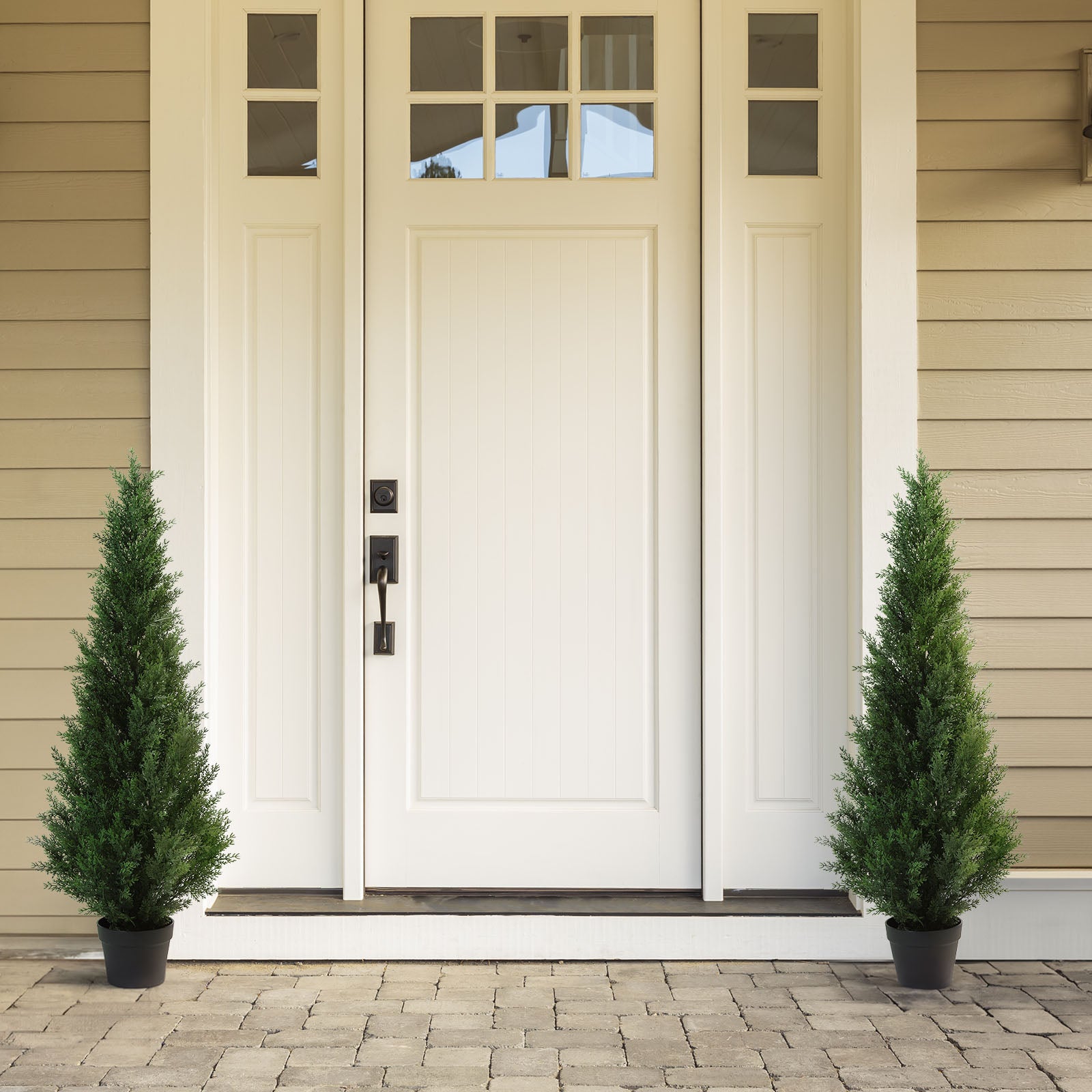 Set of 2 VeriNatural 3/4/5FT Fir Tree Christmas Decor, Artificial Cedar Trees for Home Porch Decor