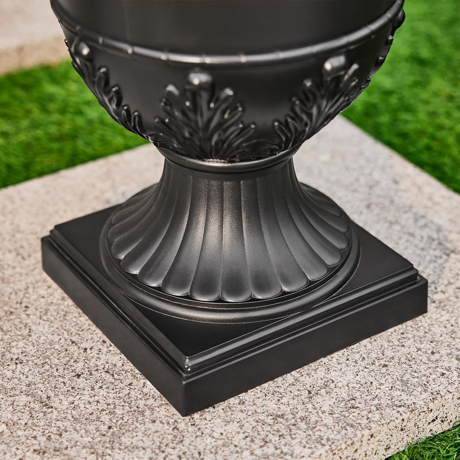 VeriNatural Classic Traditional Plastic Urn Planter – 15"x13", Indoor/Outdoor Flower Pot, Single or Set of 2 for Porch Decor