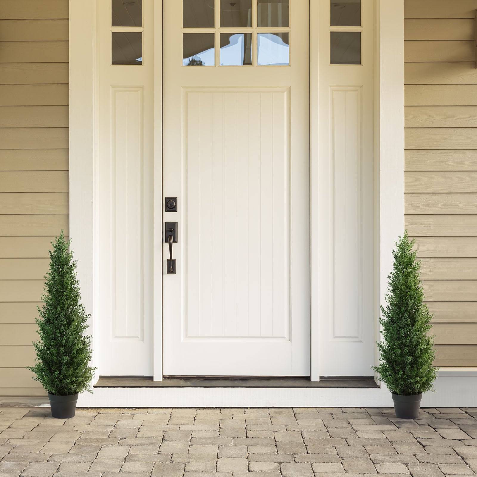 Set of 2 VeriNatural 3/4/5FT Fir Tree Christmas Decor, Artificial Cedar Trees for Home Porch Decor