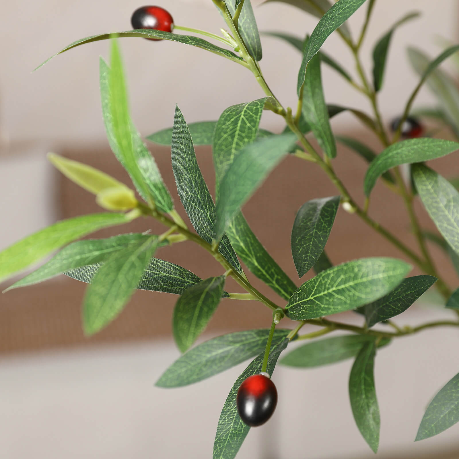 VeriNatural 8FT Artificial Olive Tree with Custom White Pot for Indoor