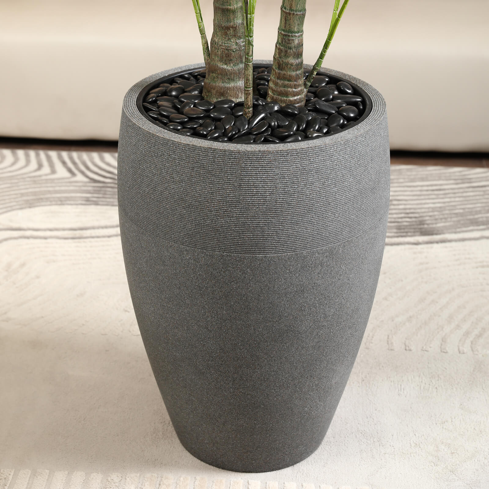 VeriNatural 8FT Artificial Palm Tree with Gray Cylinder Planter for Indoor & Outdoor