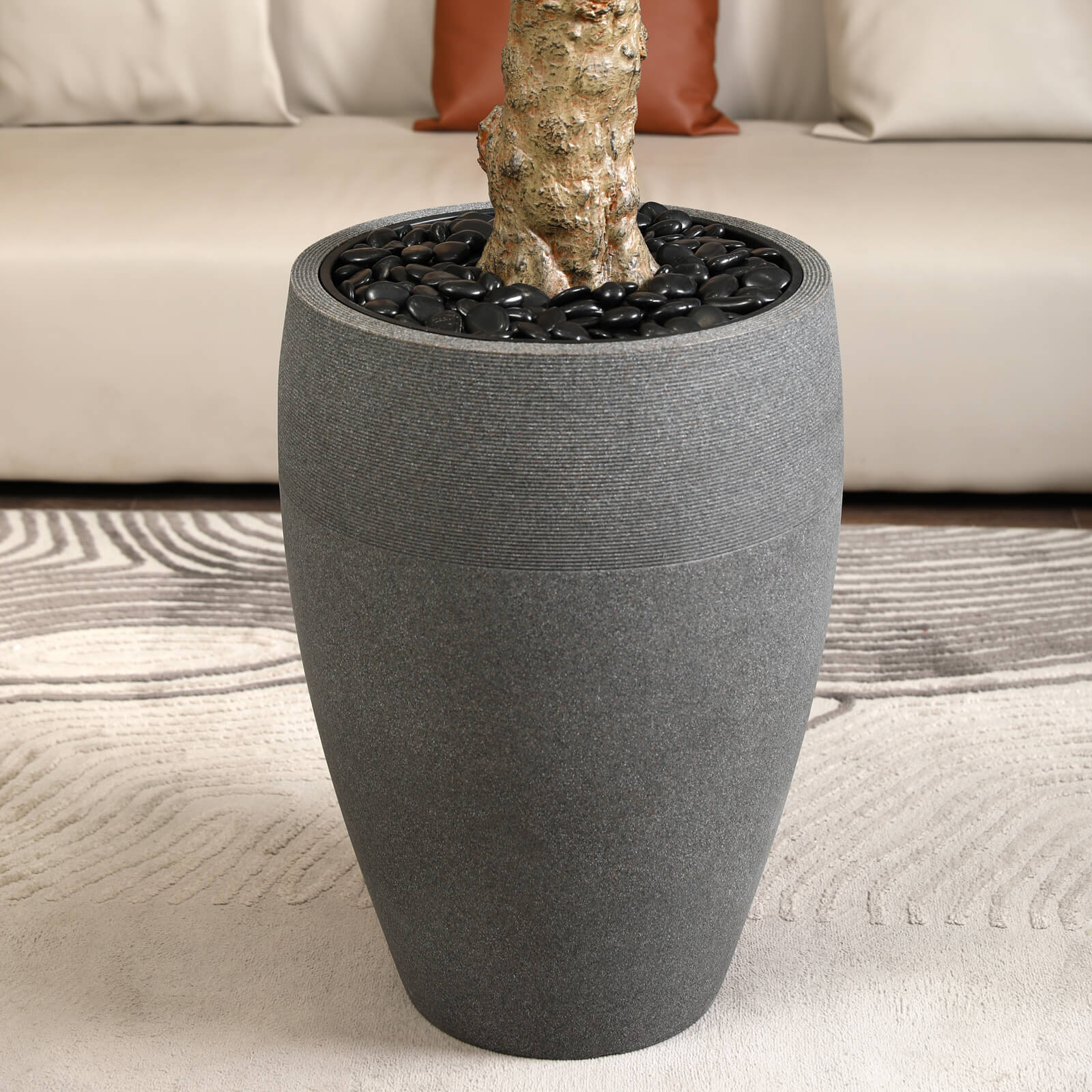 VeriNatural 8FT Artificial Olive Tree with Gray Cylinder Planter for Indoor & Outdoor