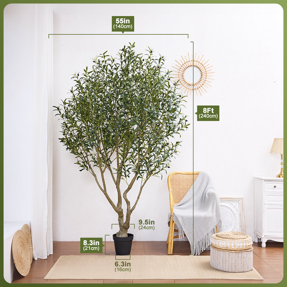 VeriNatural 6/7/8FT UV Resistant Artificial Olive Tree with Black Planter for Indoor & Outdoor (VN138)