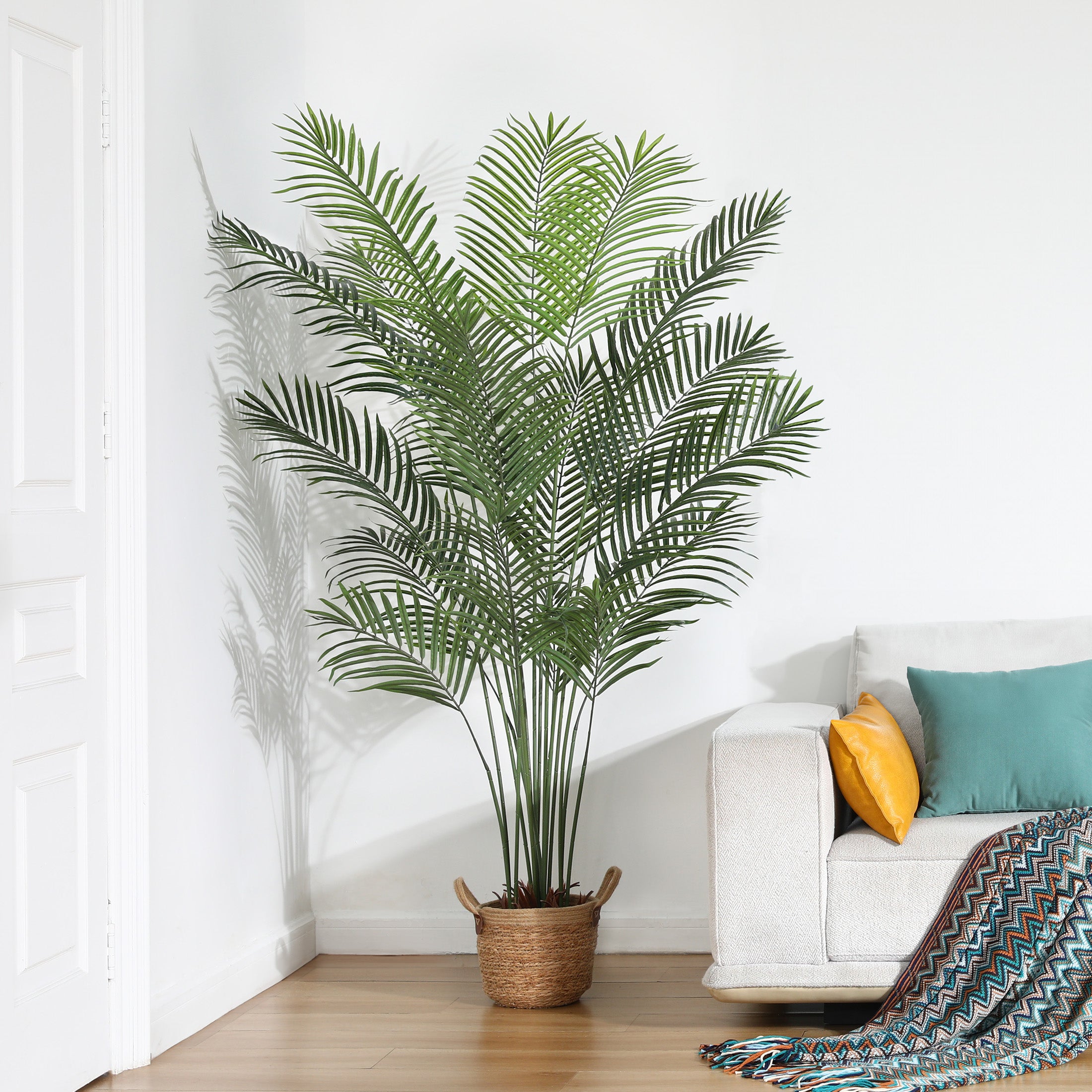 VeriNatural Artificial Palm Plant 4.6/5.3FT Fake Tropical Palm Tree, Perfect Faux Dypsis Lutescens Plants in Pot for Indoor Outdoor House Home Office Garden Modern Decoration Housewarming Gift,2Pcs