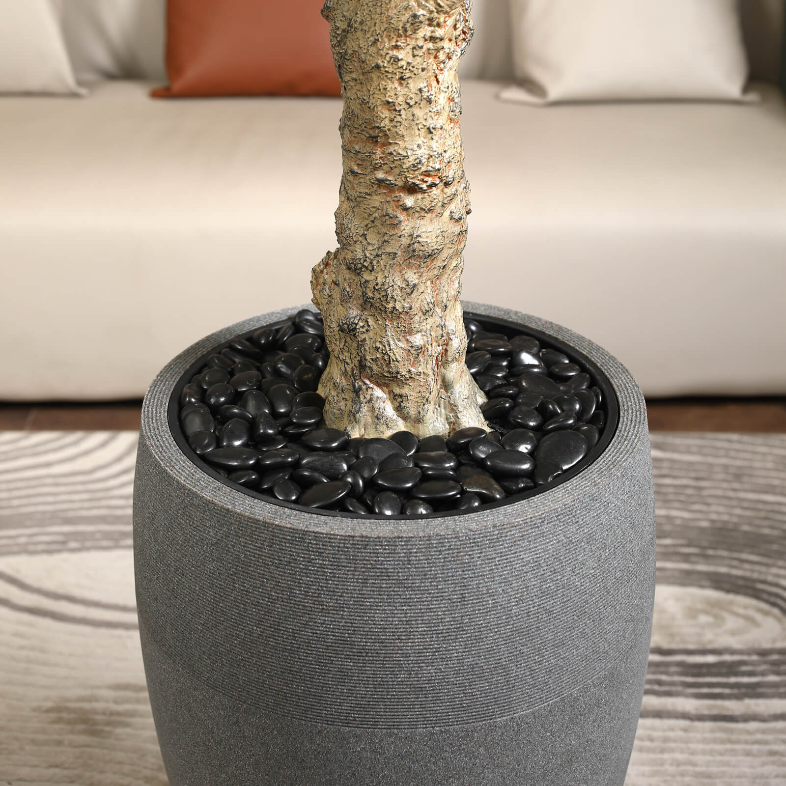 VeriNatural 8FT Artificial Eucalyptus with Gray Cylinder Planter for Indoor & Outdoor