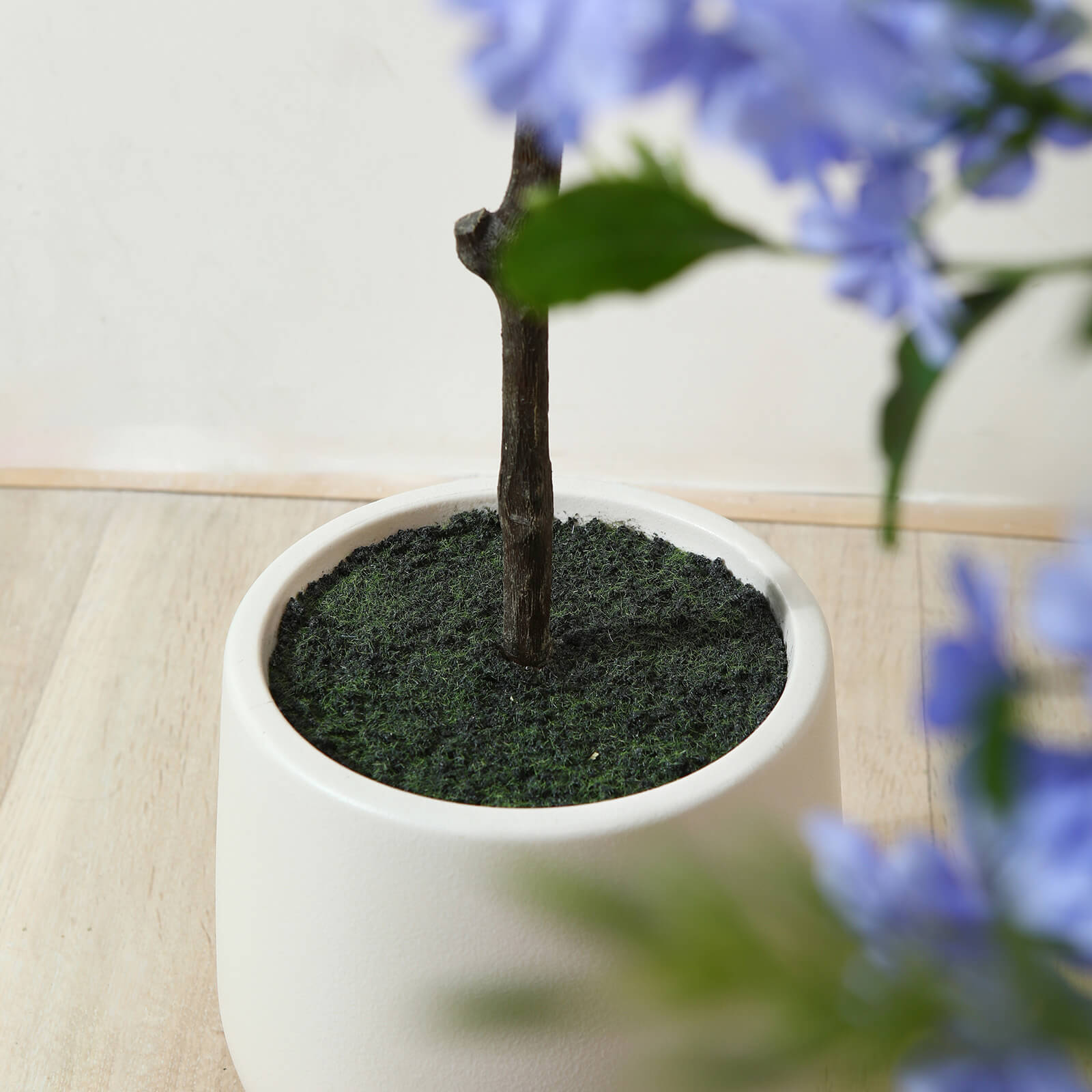 VeriNatural 4/5FT Artificial Blue Hibiscus Tree with White Planter for Indoor