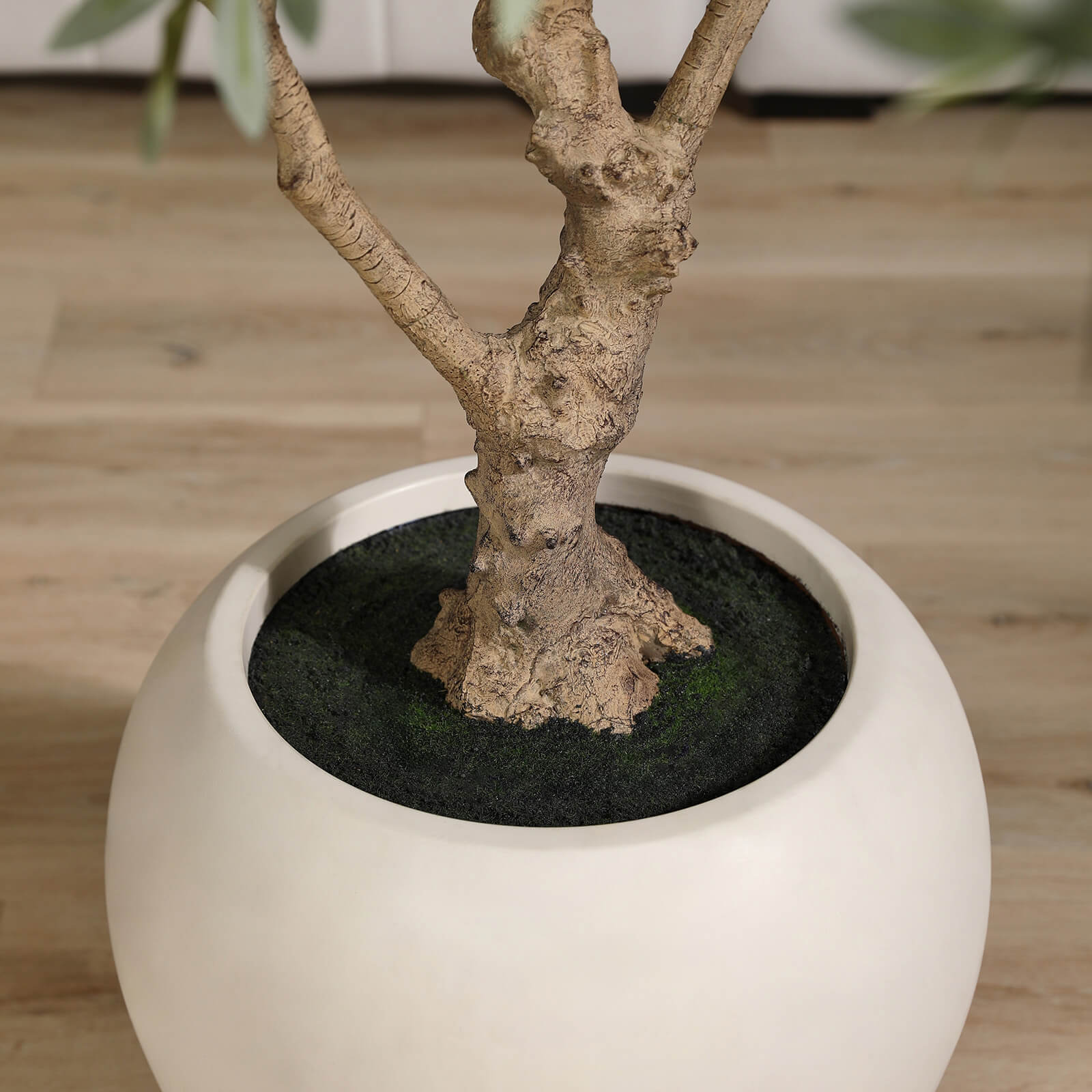 VeriNatural 8FT Artificial Olive Tree with Custom White Pot for Indoor