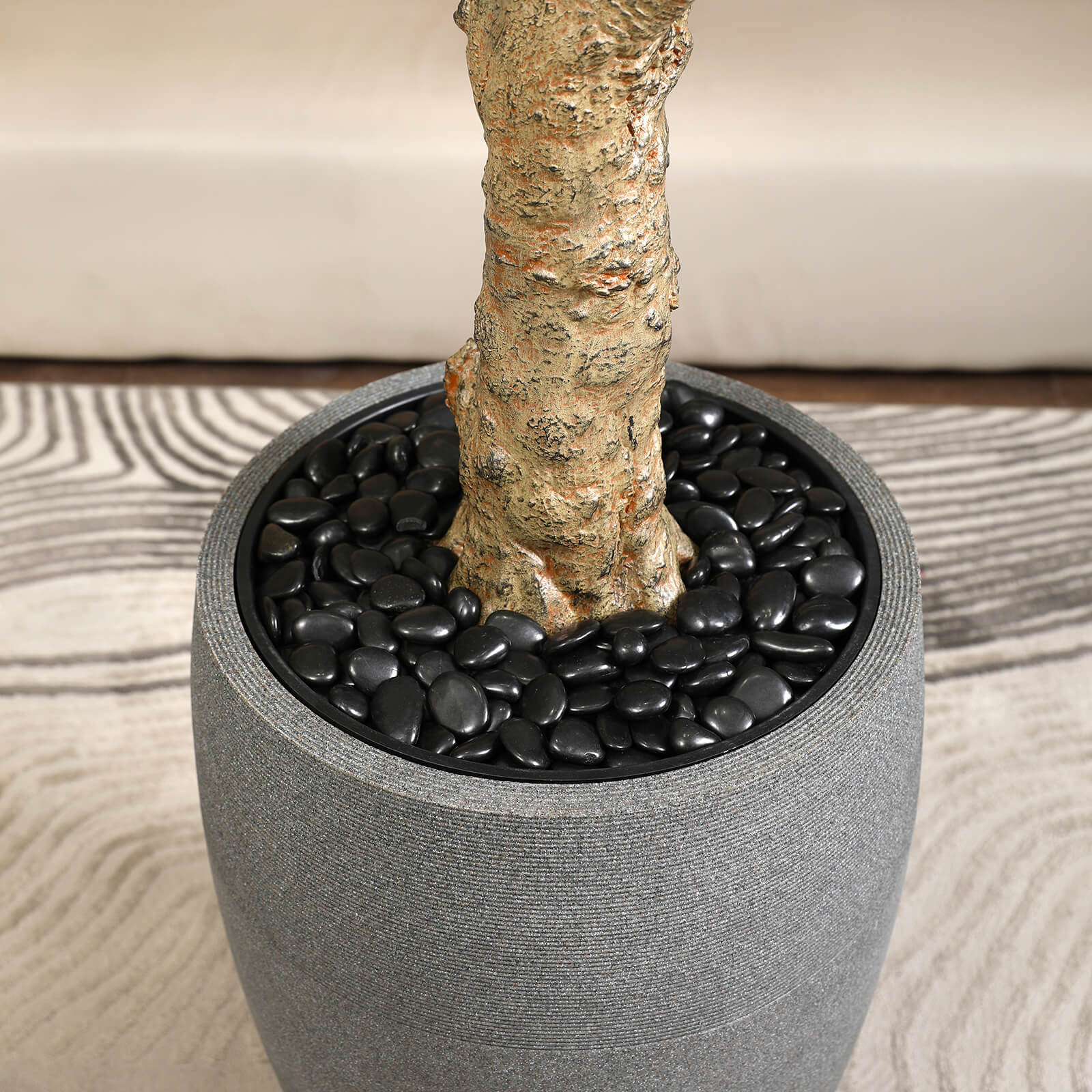 VeriNatural 8FT Artificial Olive Tree with Gray Cylinder Planter for Indoor & Outdoor