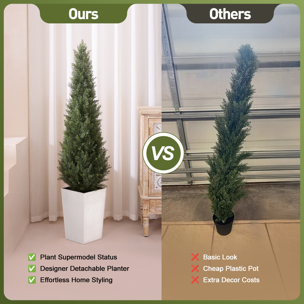 VeriNatural 4/5FT Artificial Cedar Tree with Black Taper Planter for Indoor & Outdoor(VN155)