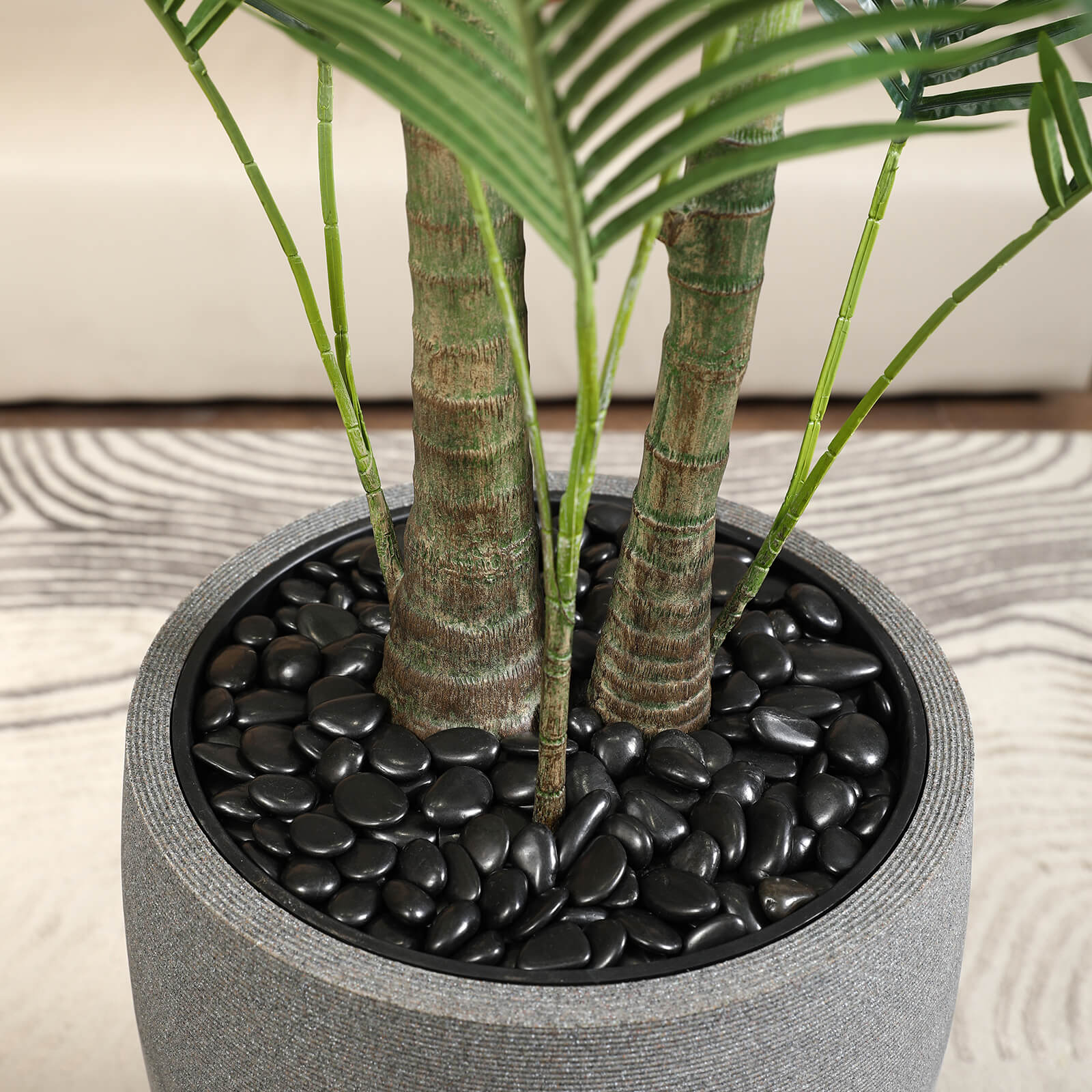 VeriNatural 8FT Artificial Palm Tree with Gray Cylinder Planter for Indoor & Outdoor