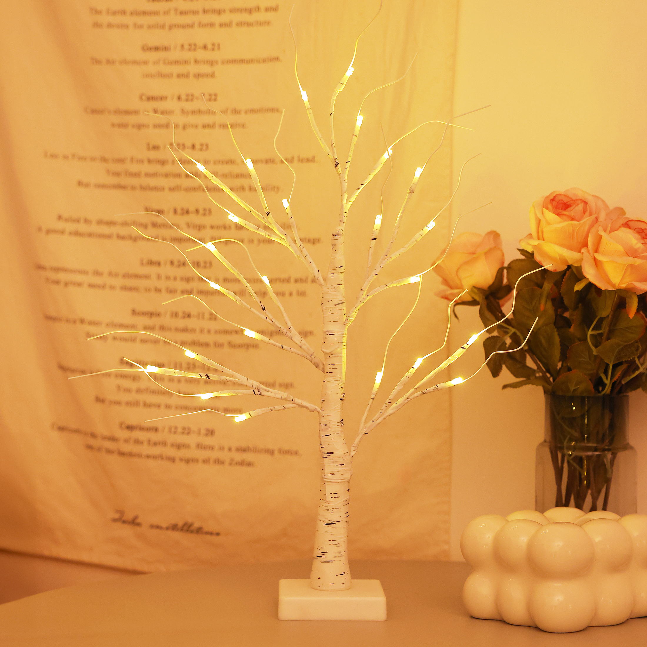 VeriNatural 2FT Lighted Birch Tree with LED Lights – USB Powered Christmas Decorations (2-Pack), Warm White Fairy Tree Lights for Indoor Holiday & Home Decor