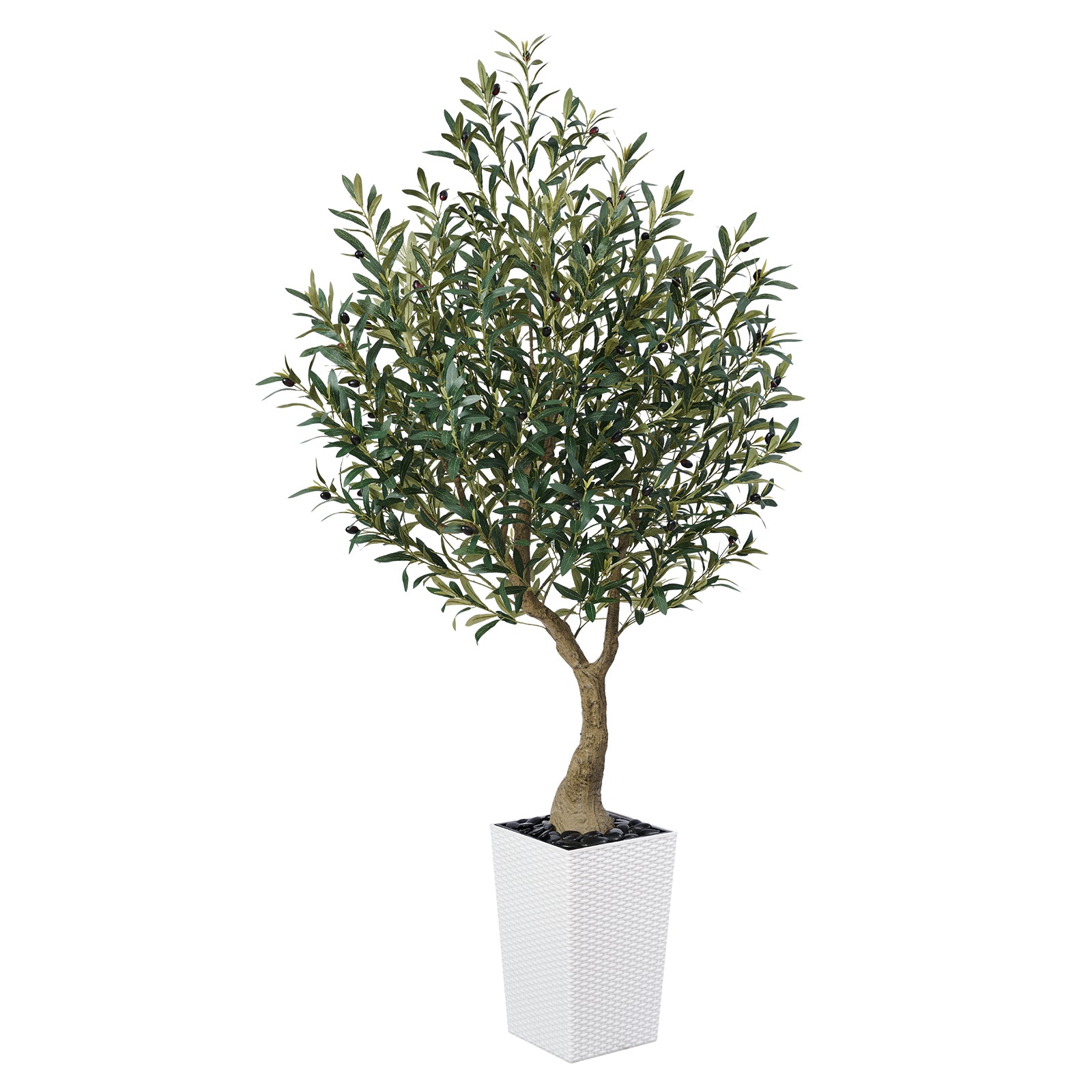 VeriNatural 5/6FT Artificial Olive Tree UV Resistant with Black/White Taper Planter for Indoor & Outdoor(VN137)