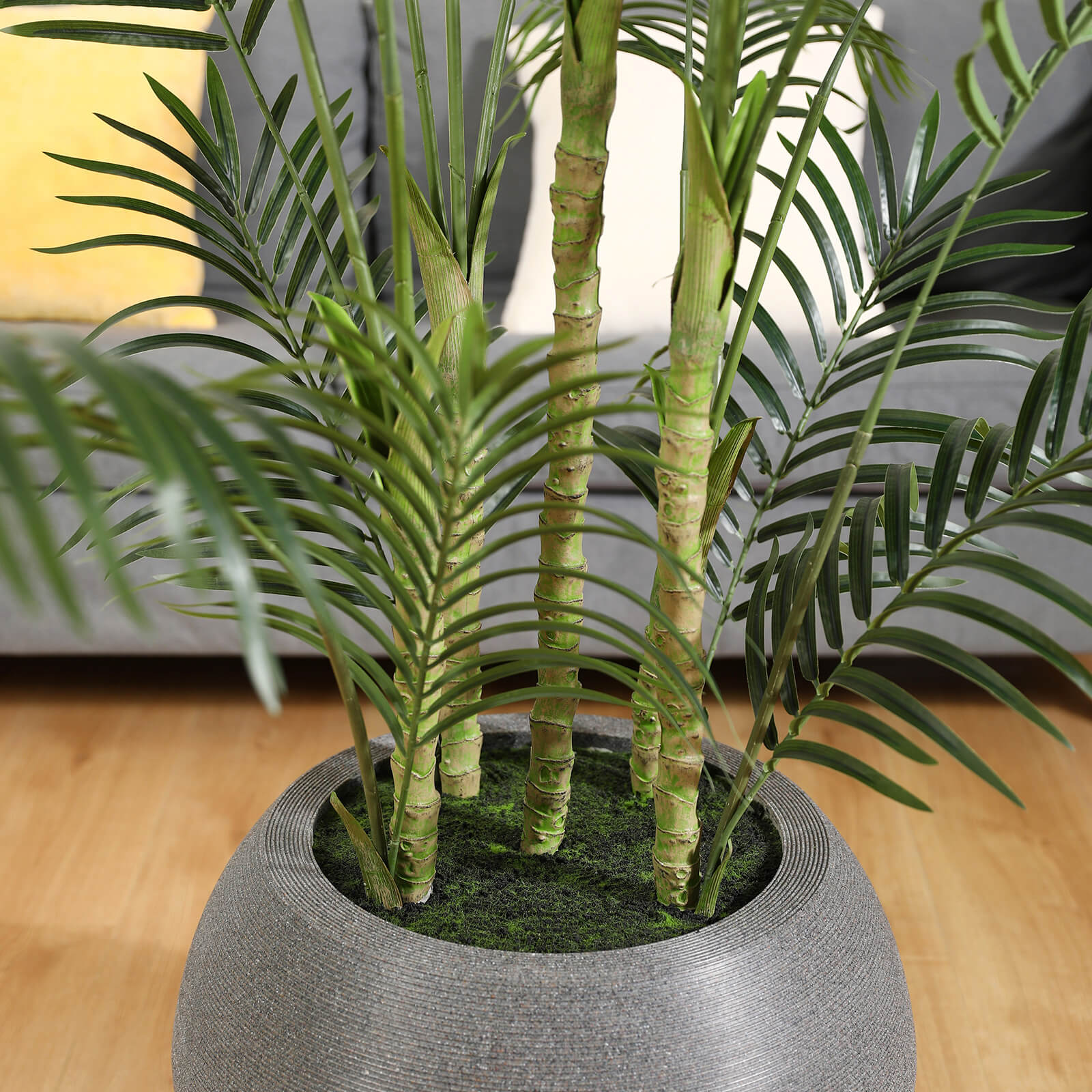 VeriNatural 7FT Artificial Palm Tree with Gray Oval Planter for Indoor & Outdoor