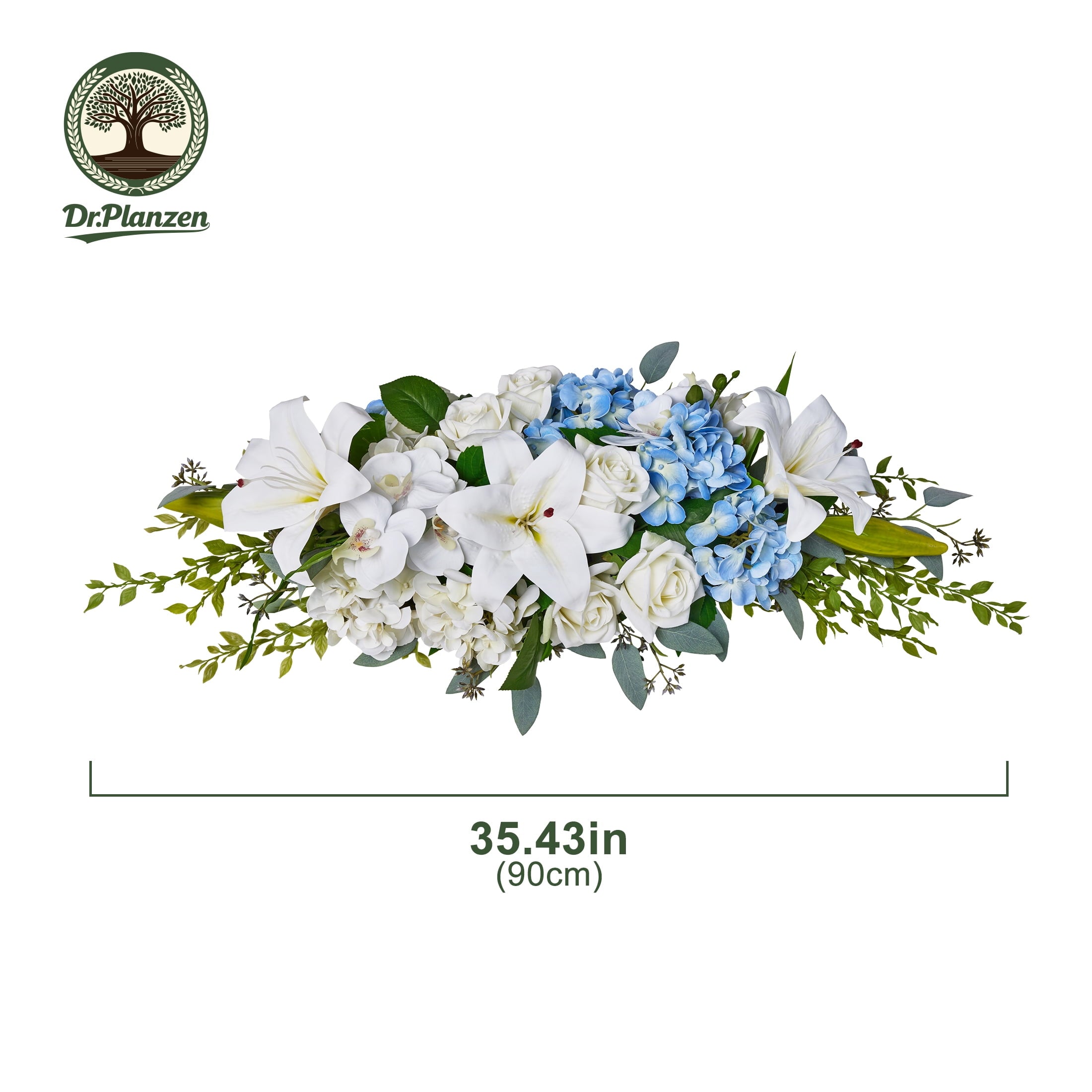 DR.Planzen 36in Wedding Arch Flowers Artificial Wedding Arch Decor - Blue and White Floral Arch Swag Arrangement for Ceremony Backdrop Aisle Reception, Reusable Faux Wedding Backdrop Decorations