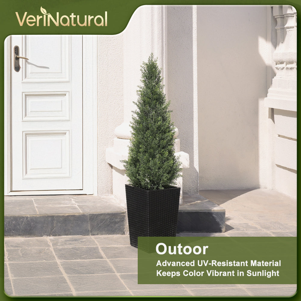 VeriNatural 4/5FT Artificial Cedar Tree with Black Taper Planter for Indoor & Outdoor(VN155)