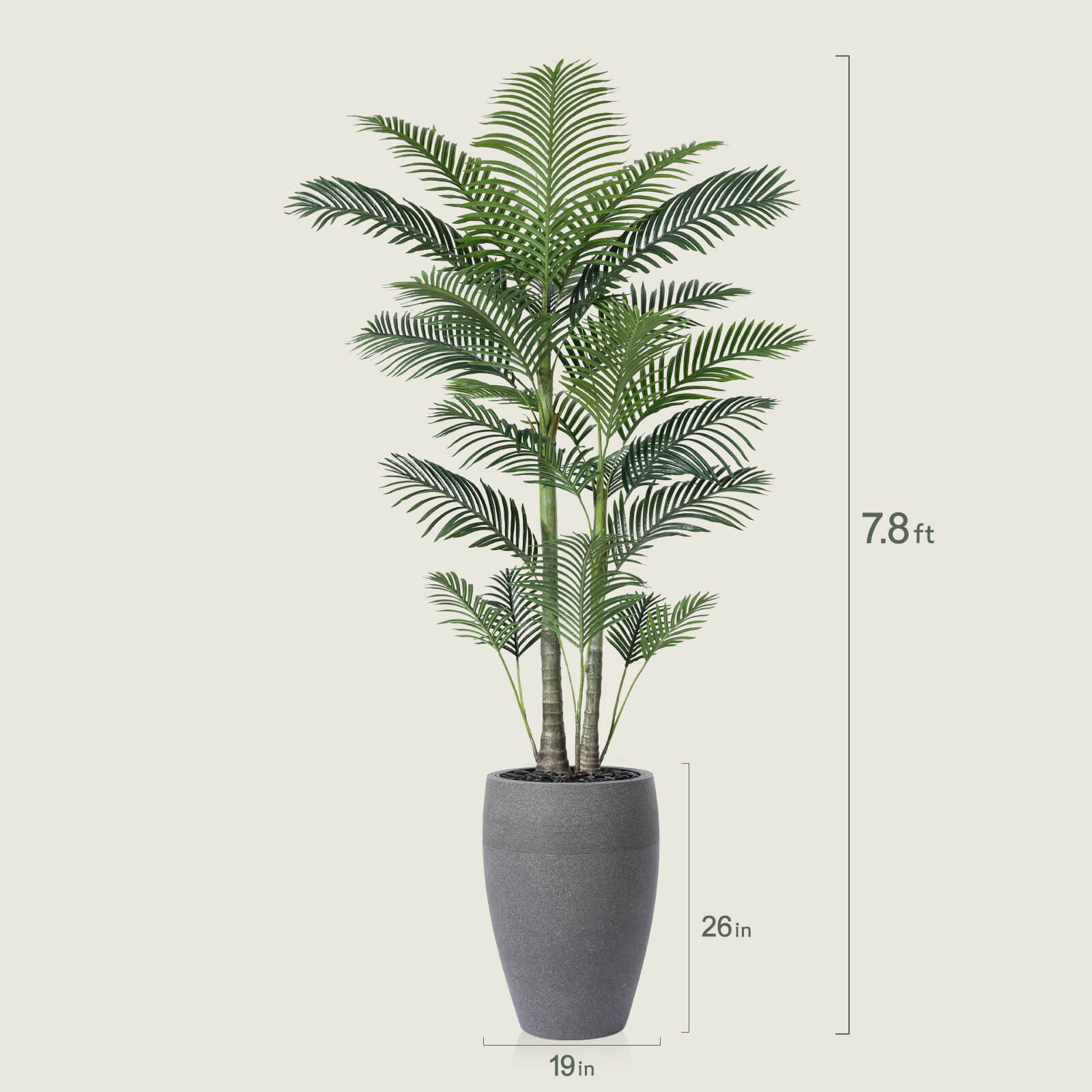 VeriNatural 8FT Artificial Palm Tree with Gray Cylinder Planter for Indoor & Outdoor