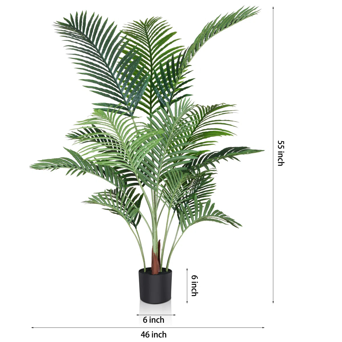 VeriNatural 3.6FT / 4.6FT Artificial Paradise Palm Tree Realistic Faux Palm Plant, Indoor Home Décor, Black Nursery Pot, No Maintenance Needed