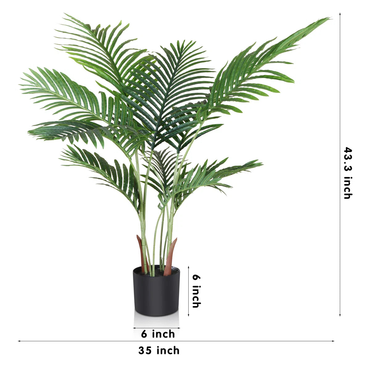 VeriNatural 3.6FT / 4.6FT Artificial Paradise Palm Tree Realistic Faux Palm Plant, Indoor Home Décor, Black Nursery Pot, No Maintenance Needed