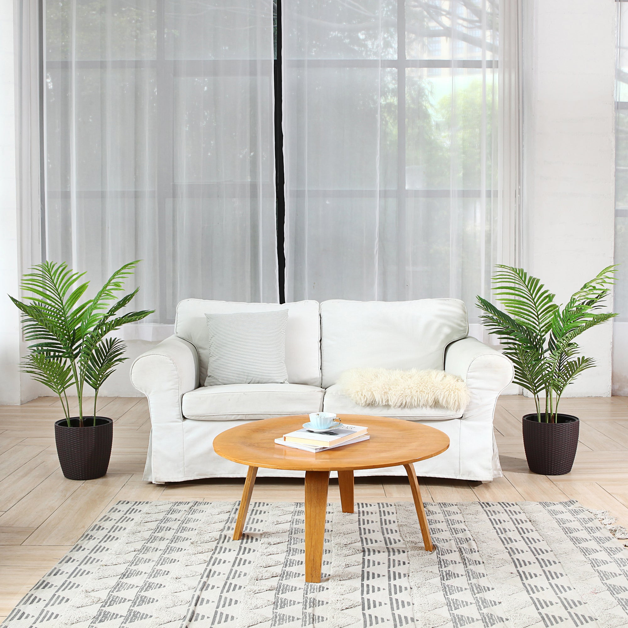 VeriNatural 3.6FT / 4.6FT Artificial Paradise Palm Tree Realistic Faux Palm Plant, Indoor Home Décor, Black Nursery Pot, No Maintenance Needed