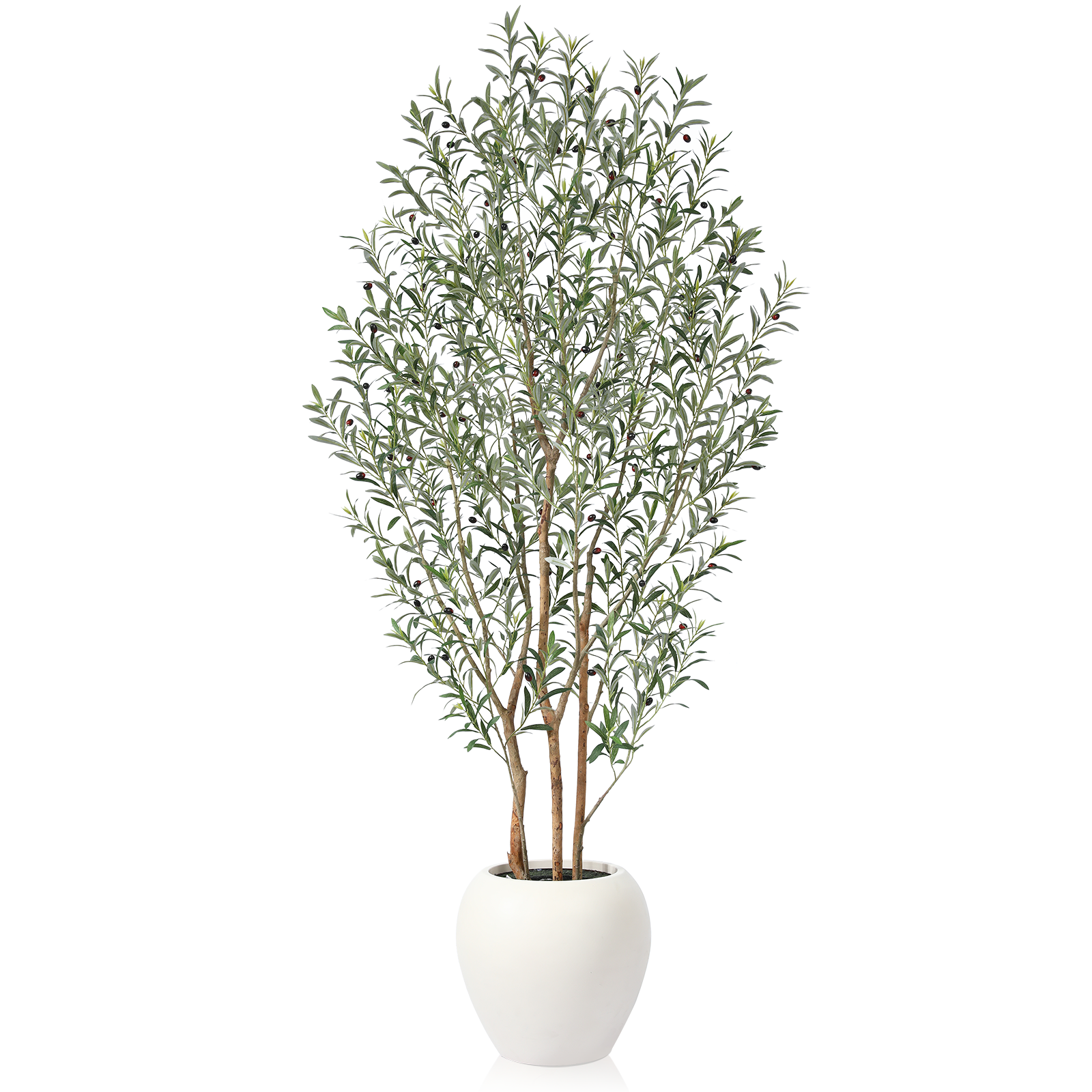 Kazeila 240cm Large Artificial Olive Tree with White Planter,UV Resistant Rated Fake Plants,Faux Plastic Tree for Home Decor, Indoor Outdoor Decoration(1 Pack)
