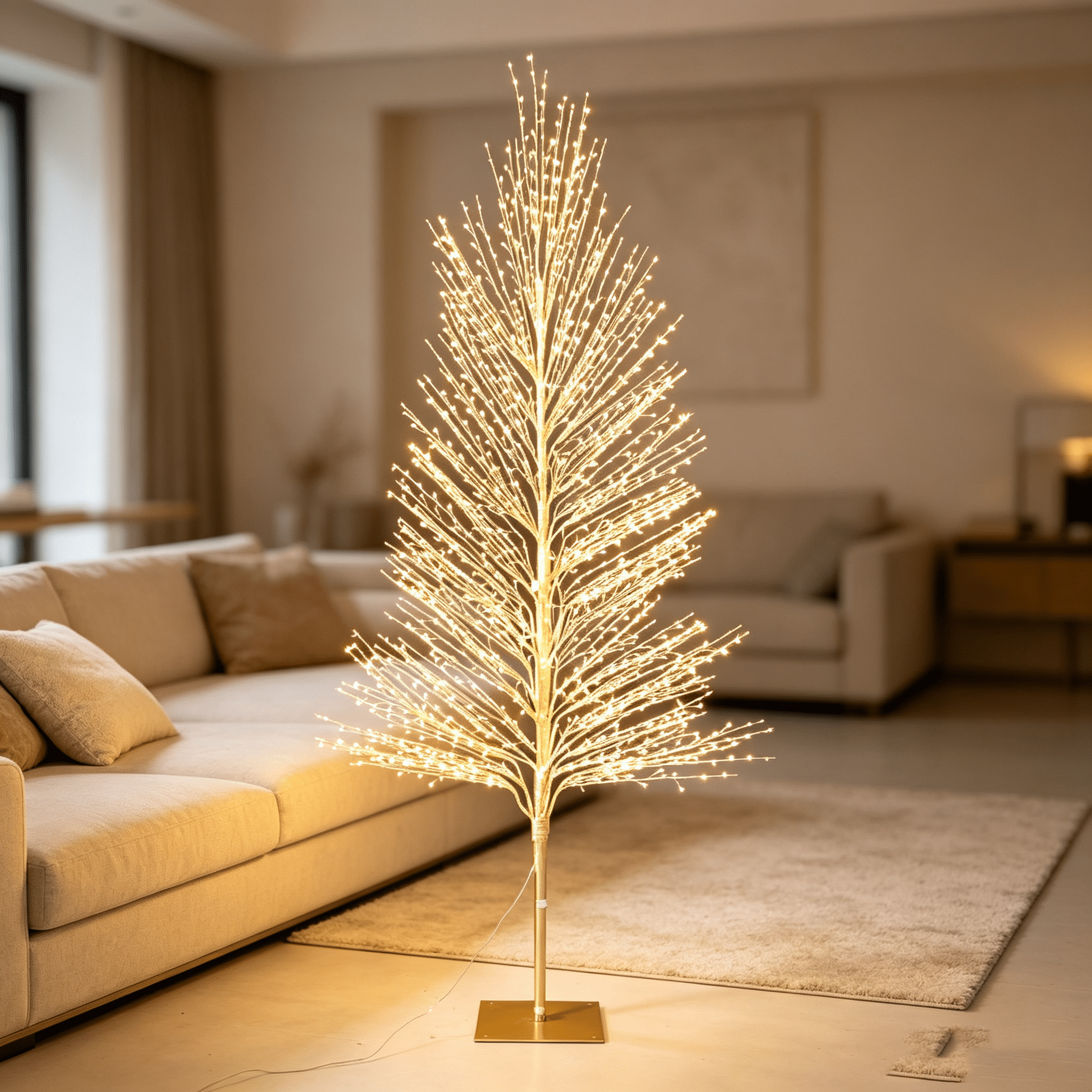 DR.Planzen 6FT Pre-Lit Twisted LED Christmas Tree, Golden Warm White Lighted Spiral Tree with Breathing Flash, Indoor & Outdoor Holiday Decor