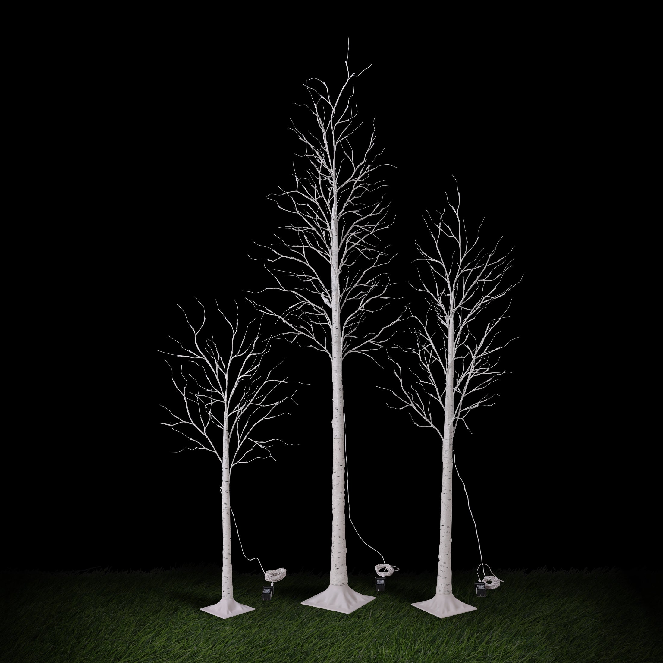 VeriNatural 3-Pack LED Birch Trees ✨ 4FT+6FT+8FT Pre-Lit Christmas Decor Set