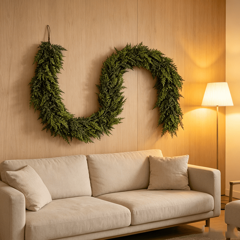 DR.Planzen 2 Pack 6FT Norfolk Pine Garland, 600 PE Tips Christmas Garland, Faux Greenery Garland, Artificial Pine Garland, Christmas Greenery for Fireplace Mantel Table Stairs Indoor Decor