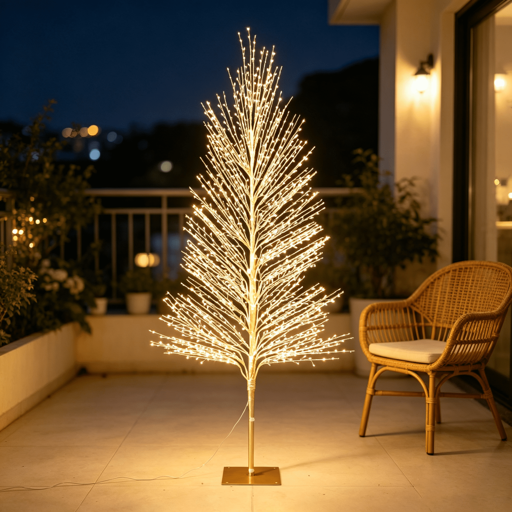 DR.Planzen 6FT Pre-Lit Twisted LED Christmas Tree, Golden Warm White Lighted Spiral Tree with Breathing Flash, Indoor & Outdoor Holiday Decor
