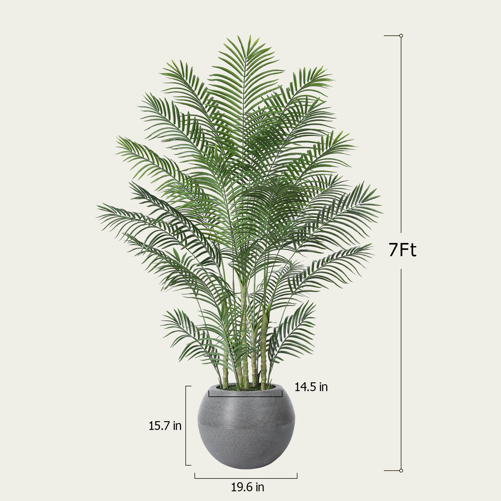 VeriNatural 7FT Artificial Palm Tree with Gray Oval Planter for Indoor & Outdoor